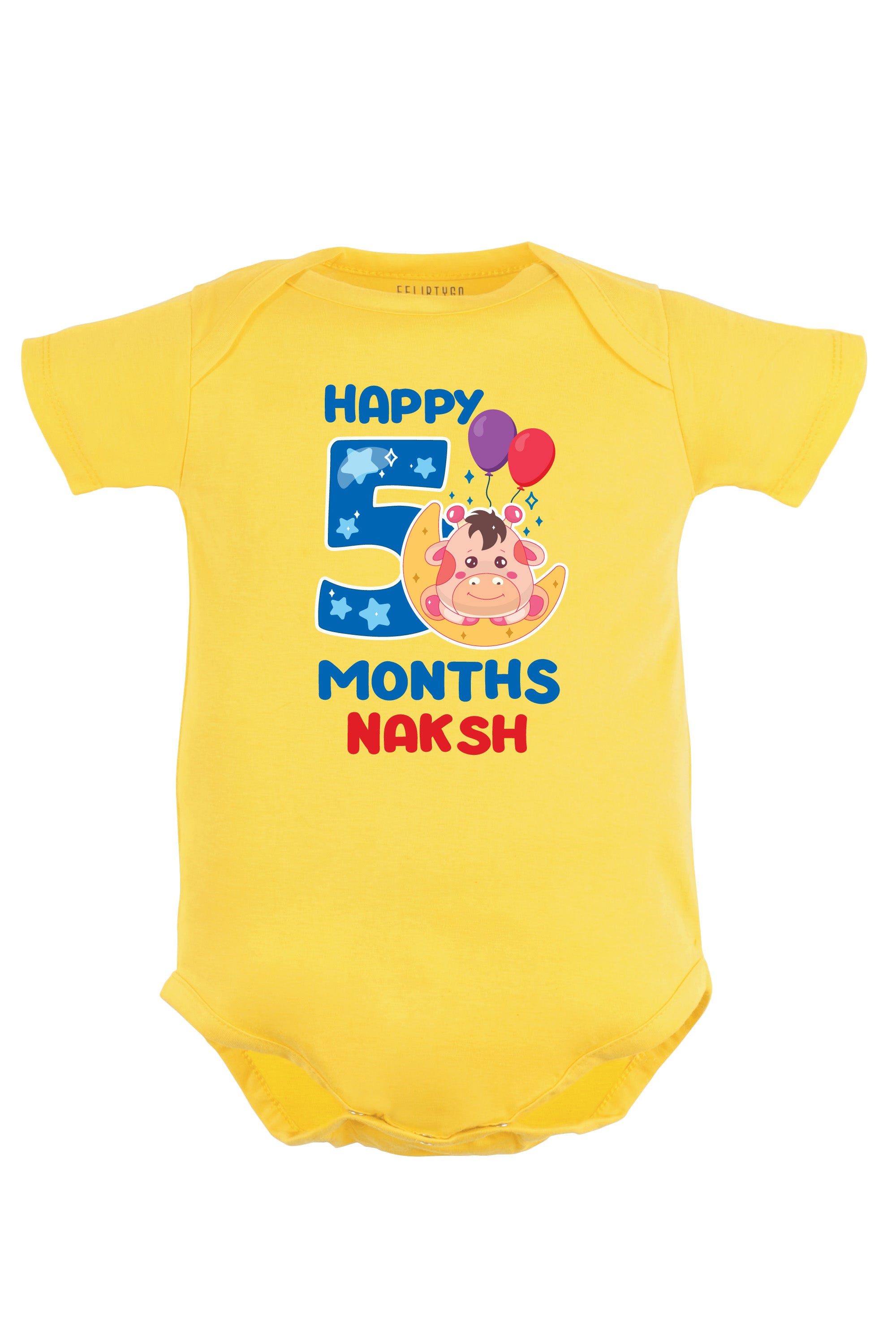 Five Month Milestone Baby Romper | Onesies - Giraffe w/ Custom Name