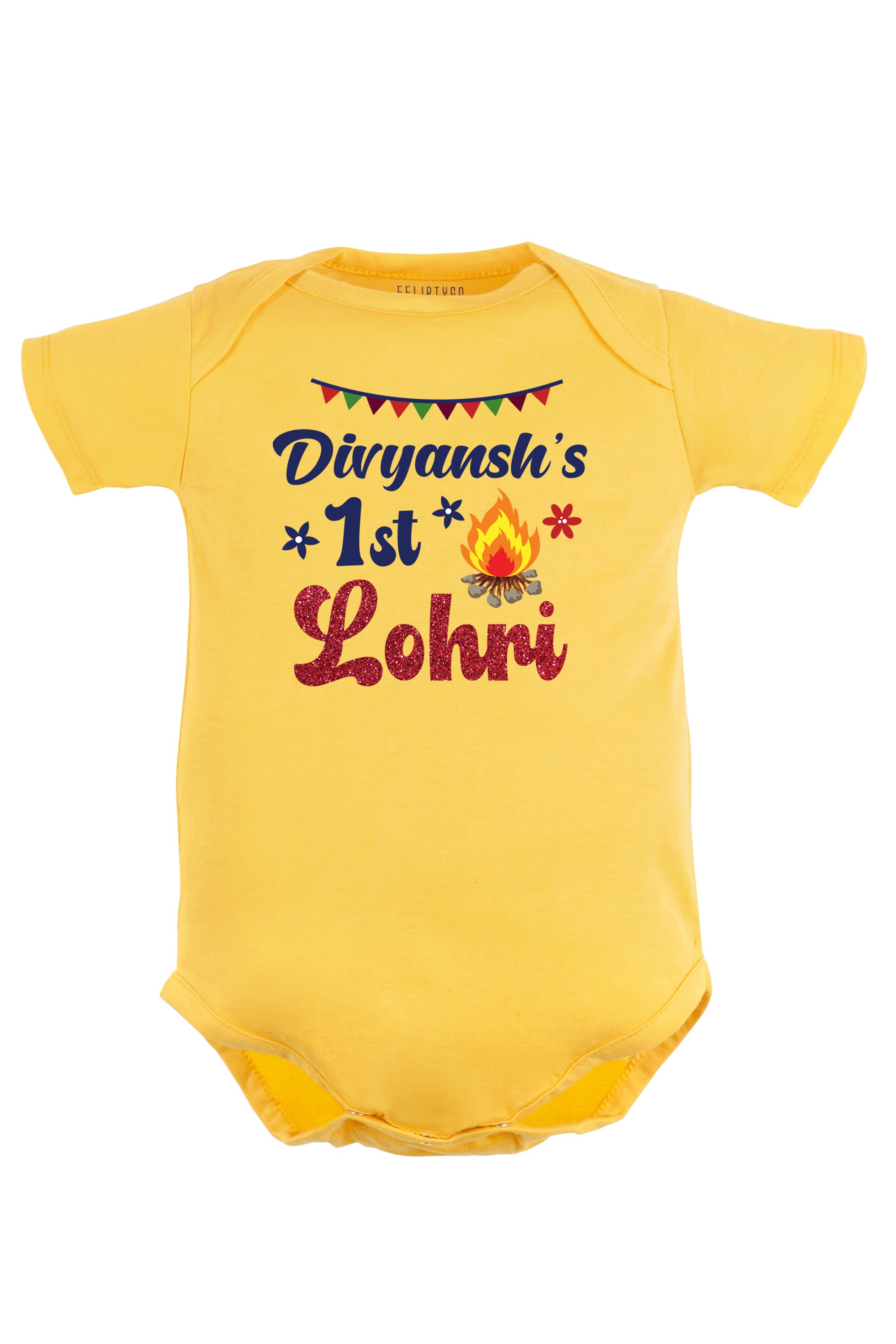 My 1st Lohri w/ Glitter and Custom Name Baby Romper | Onesies