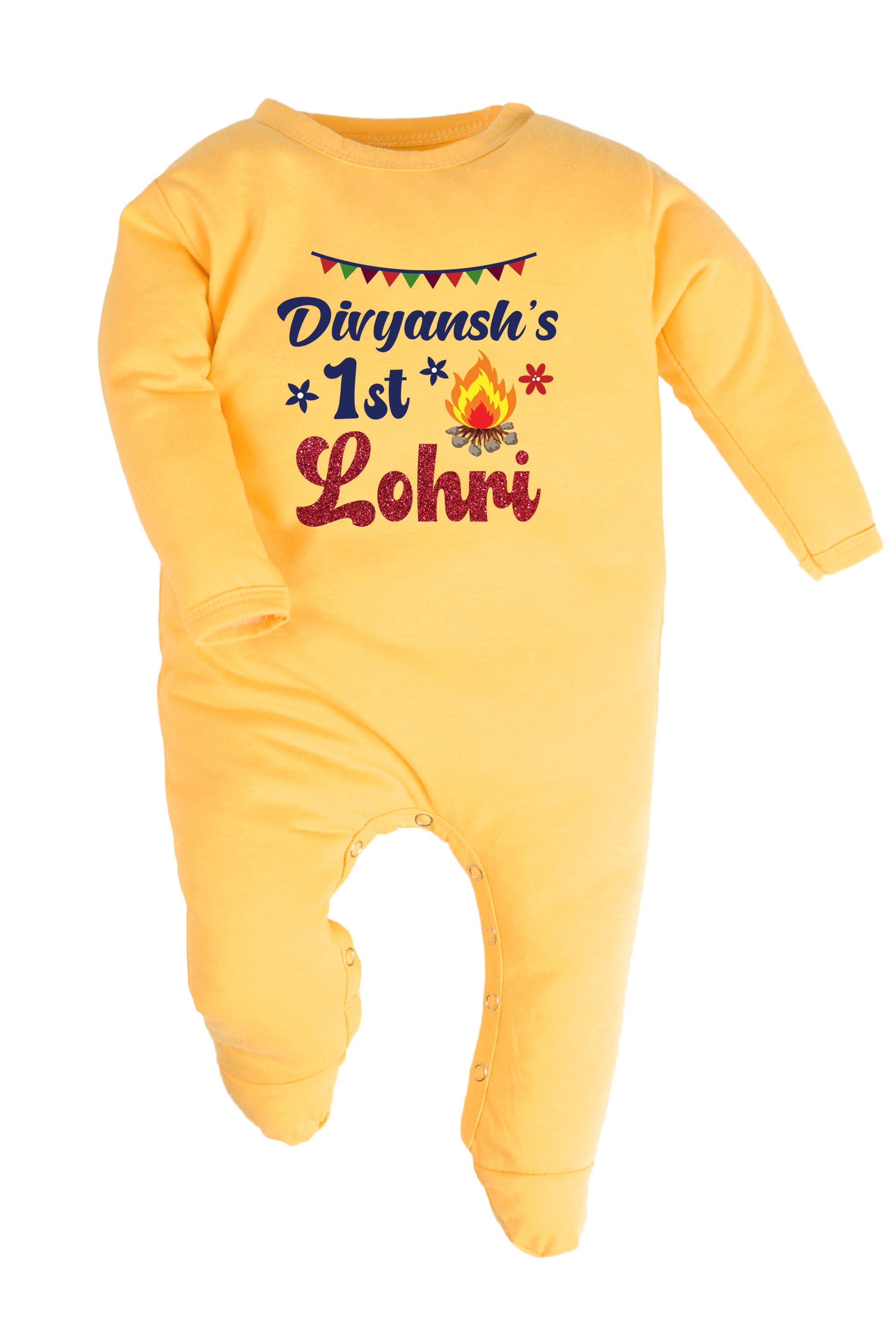 My 1st Lohri w/ Glitter and Custom Name Baby Romper | Onesies