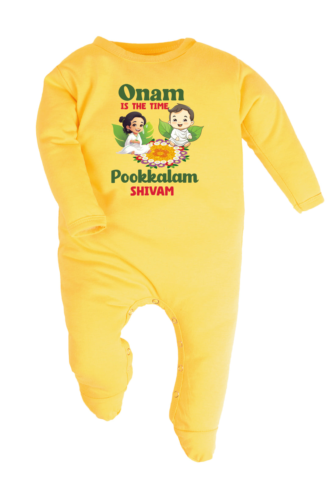 Onam Is The Time Pookkalam Baby Romper | Onesies w/ Custom Name