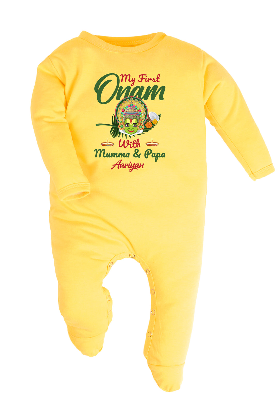 My First Onam With Mumma & Papa Baby Romper | Onesies w/ Custom Name