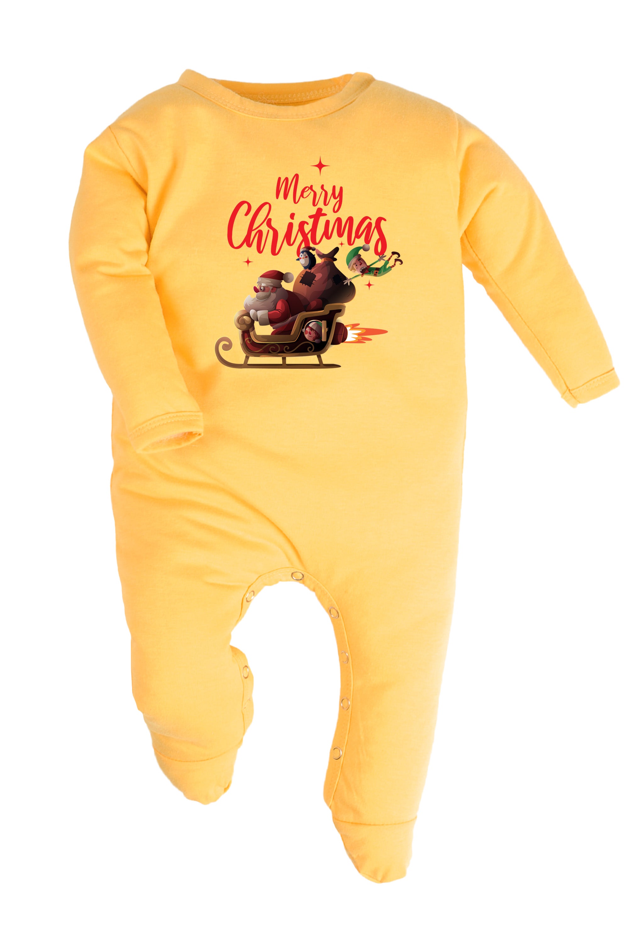 Merry Christmas with Santa's Sleigh Baby Romper | Onesies