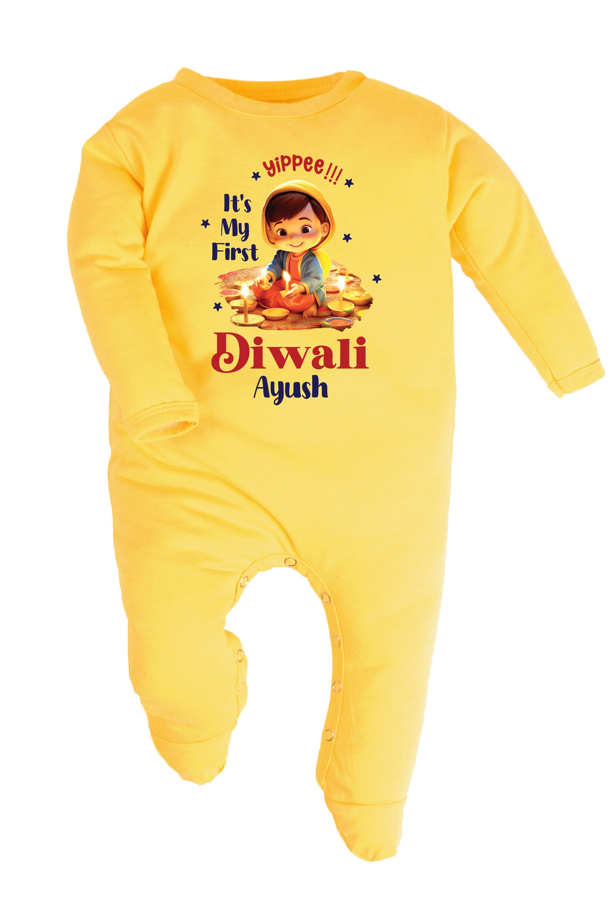 Yippee !!! It's My First Diwali Baby Romper | Onesies w/ Custom Name