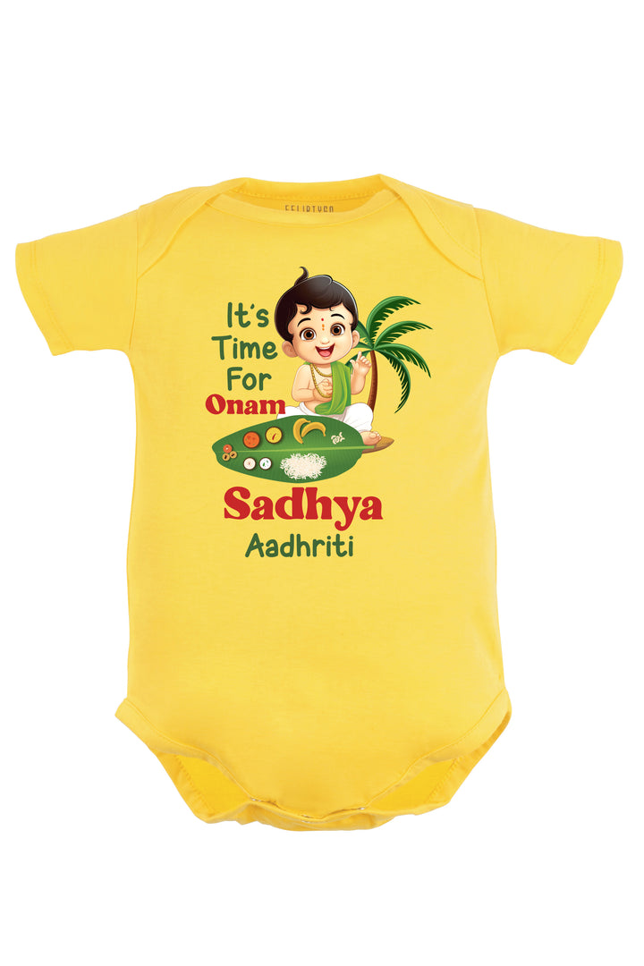 It's Time For Onam Sadhya Baby Romper | Onesies w/ Custom Name