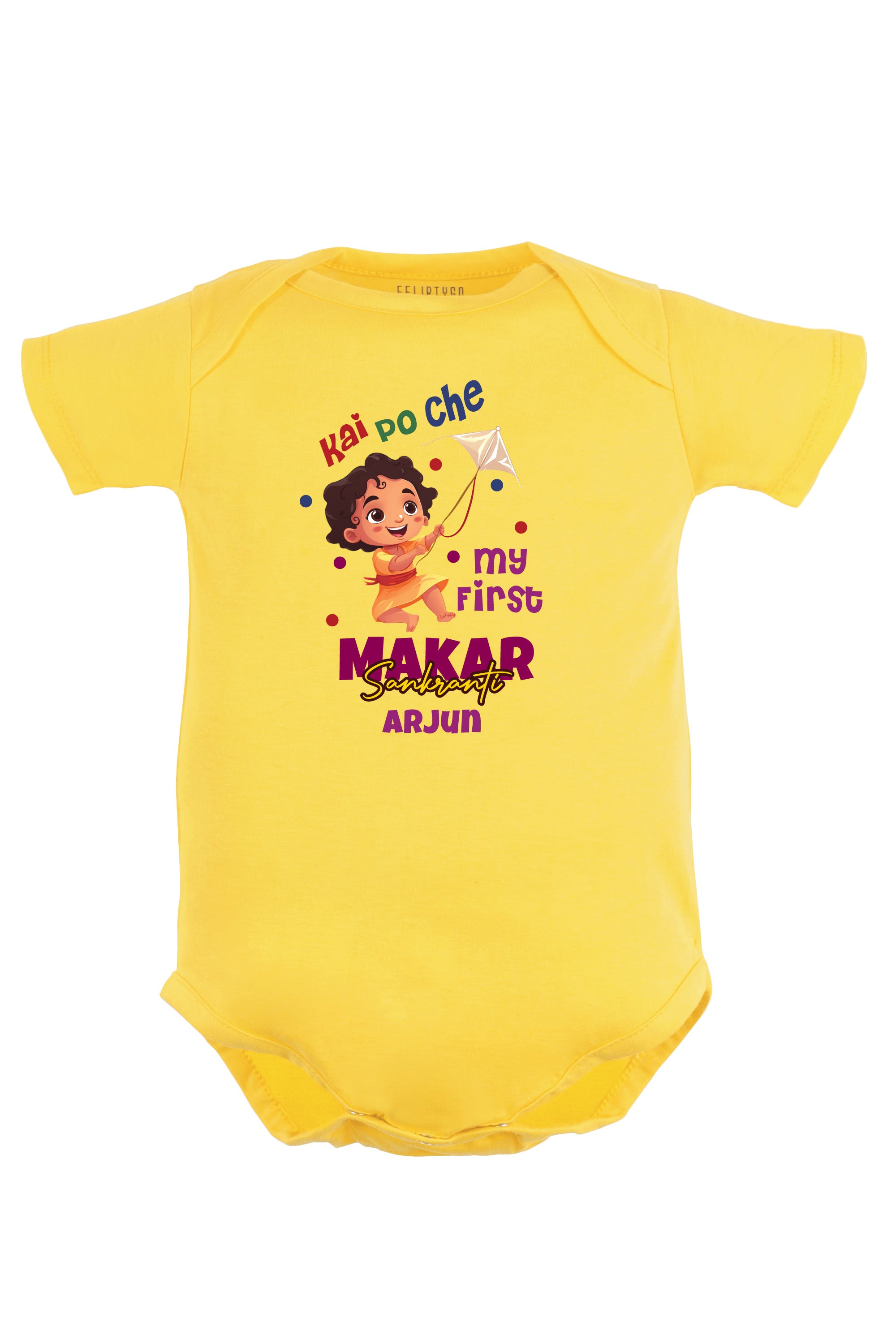 Kai po che my first Makar Sankranti Baby Romper | Onesies w/ Custom Name