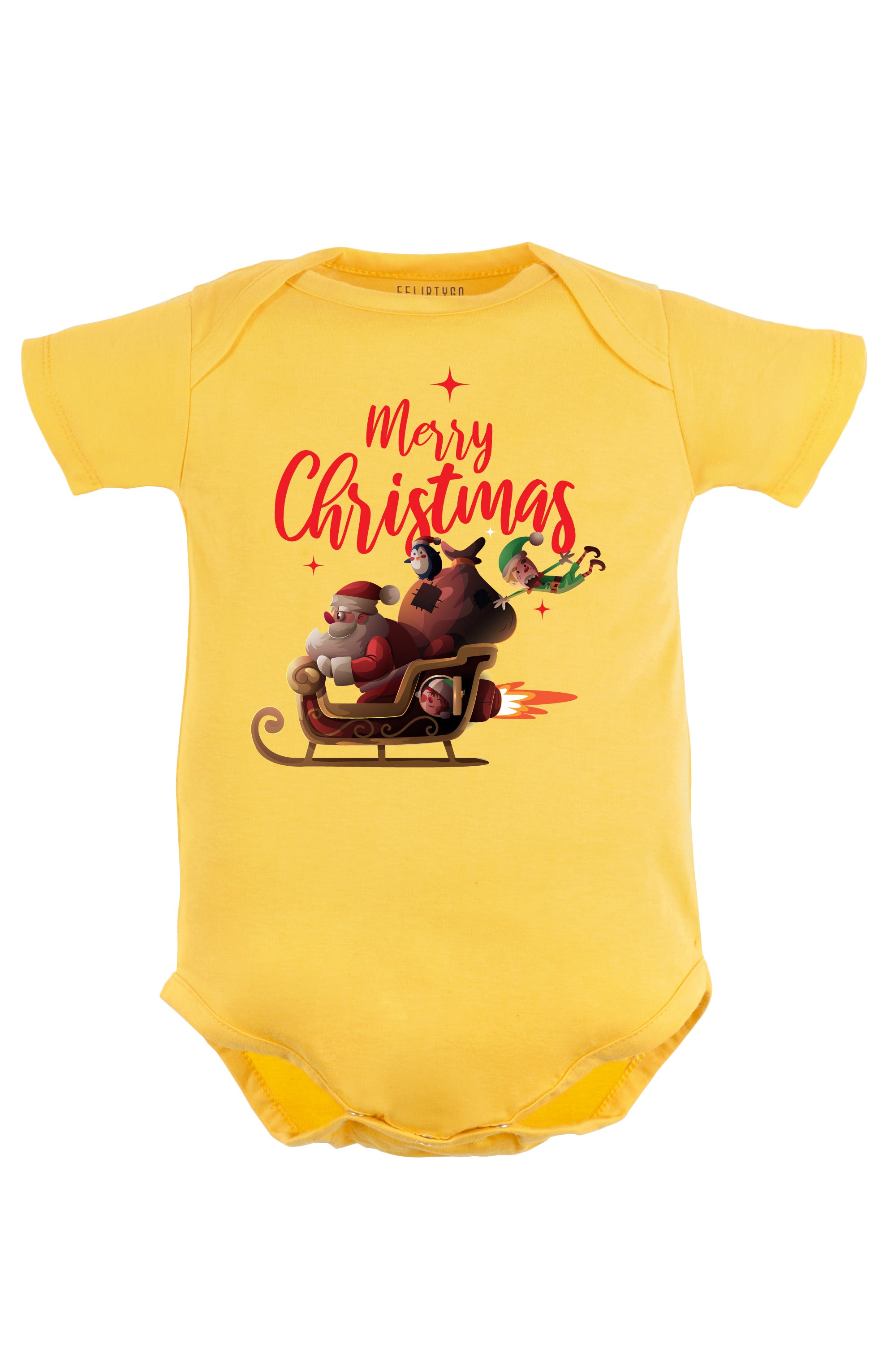 Merry Christmas with Santa's Sleigh Baby Romper | Onesies