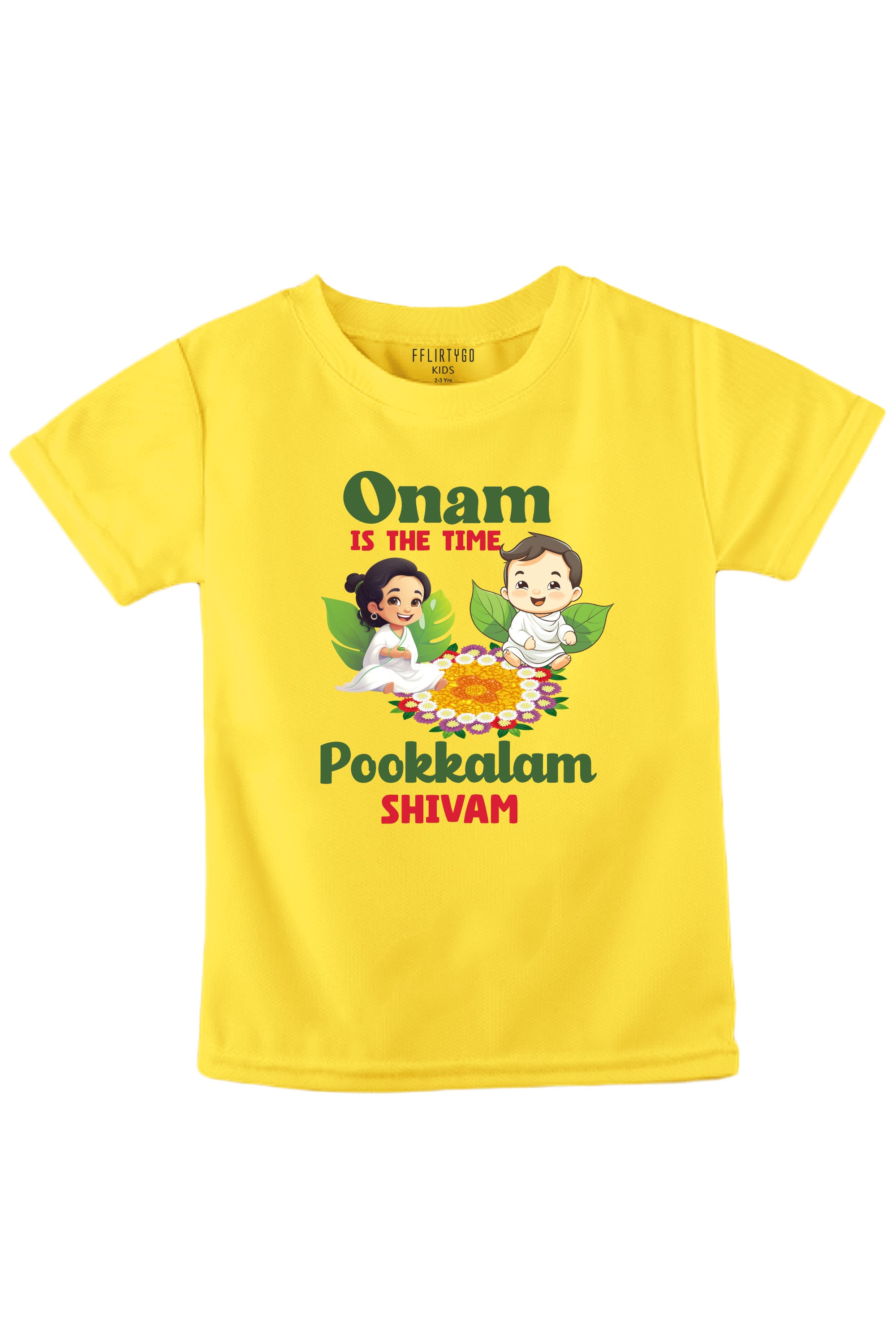 Onam Is The Time Pookkalam Kids T Shirt w/ Custom Name