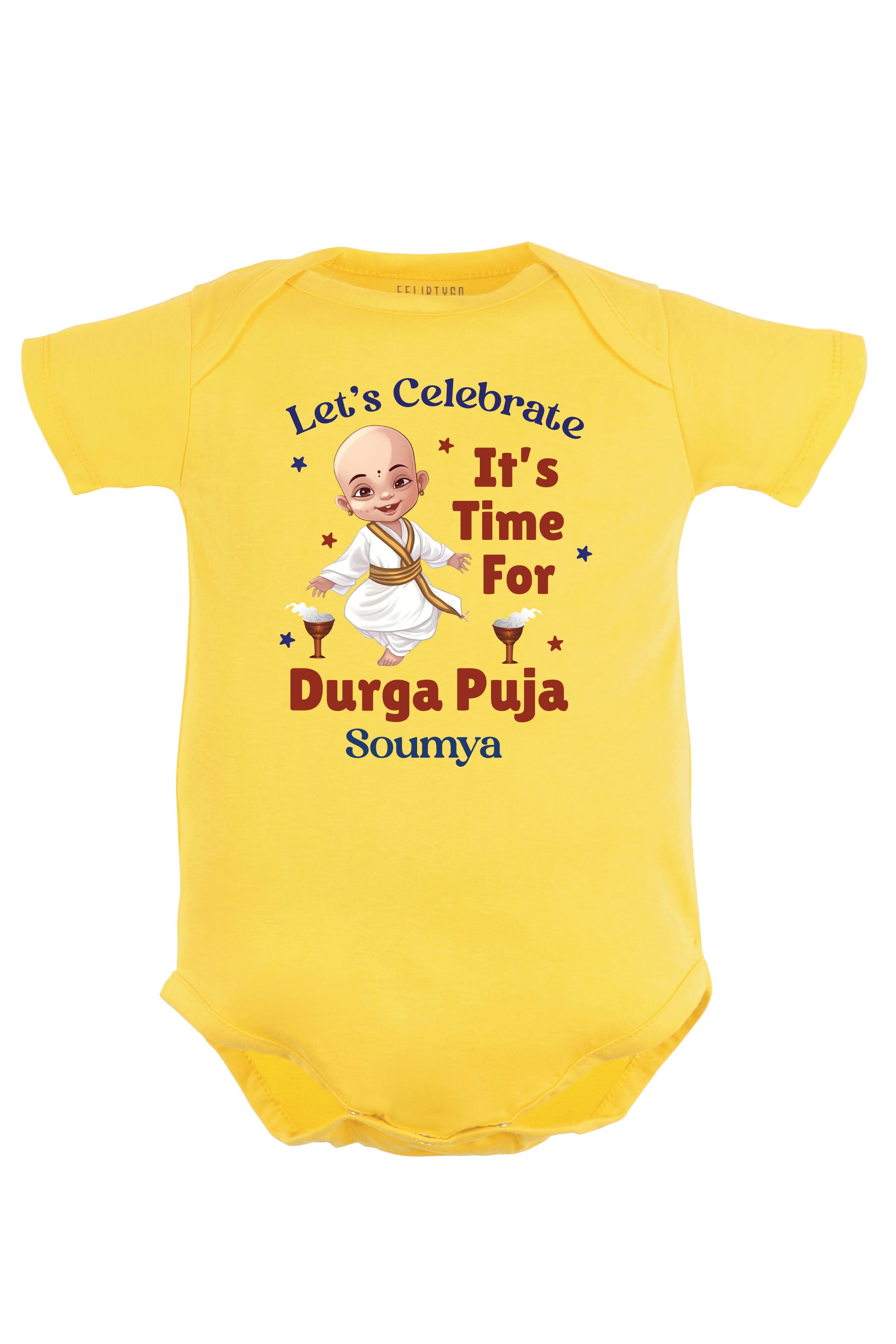 Let's Celebrate It's Time For Durga Puja Baby Romper | Onesies w/ Custom Name