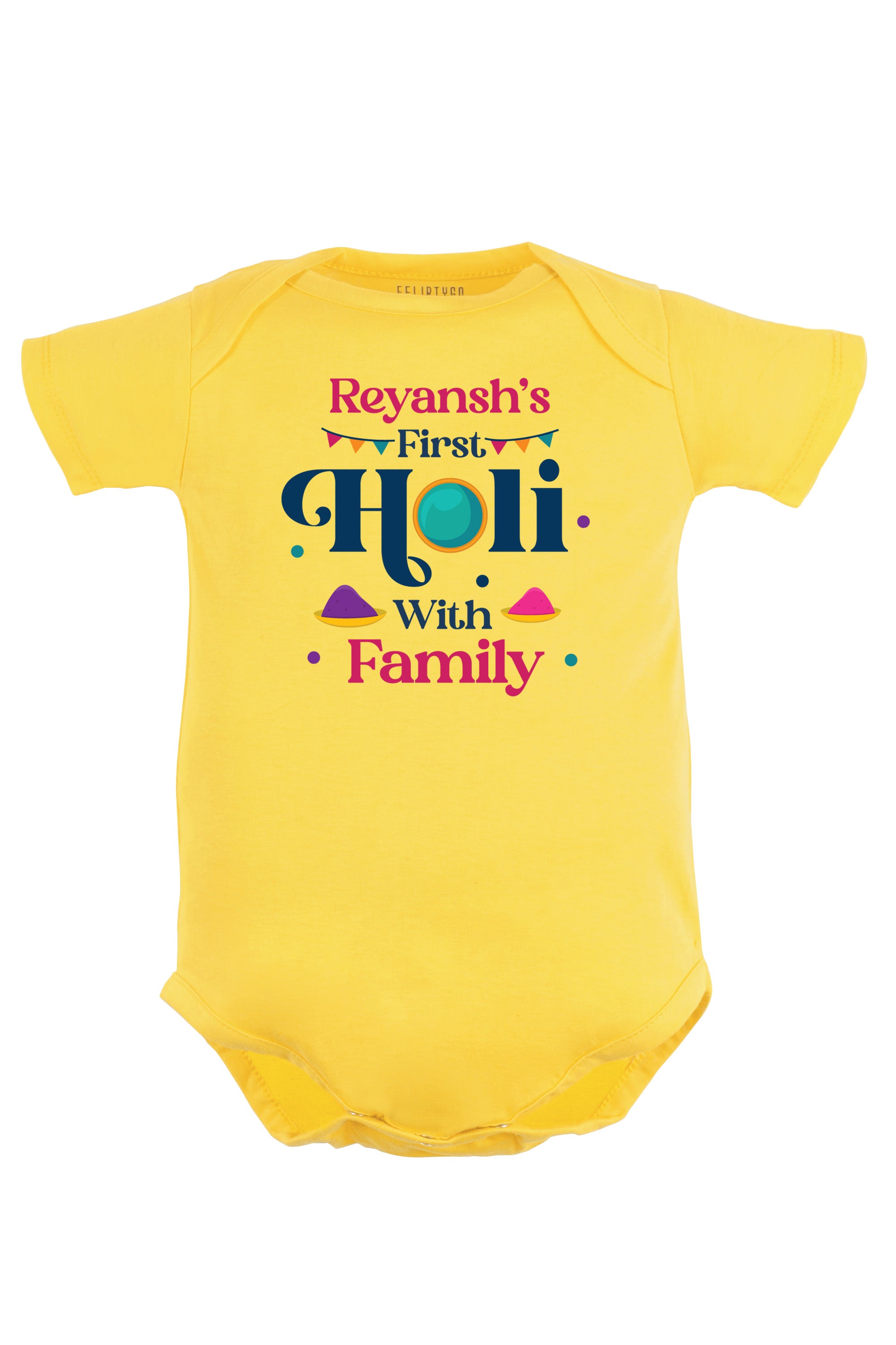 My First Holi With Family Baby Romper | Onesies w/ Custom Name