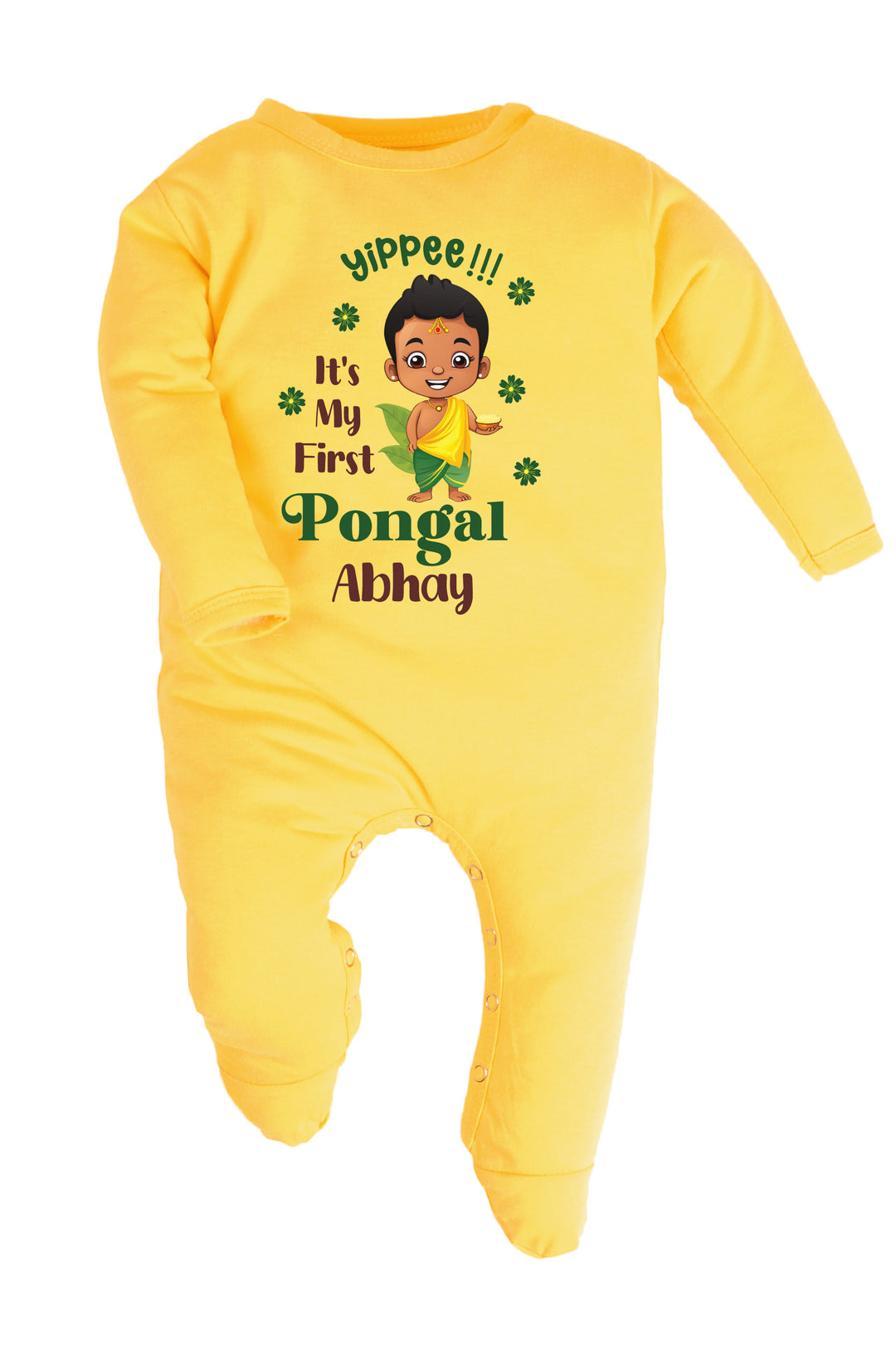 Yippee It's my first Pongal Baby Romper | Onesies w/ Custom Name