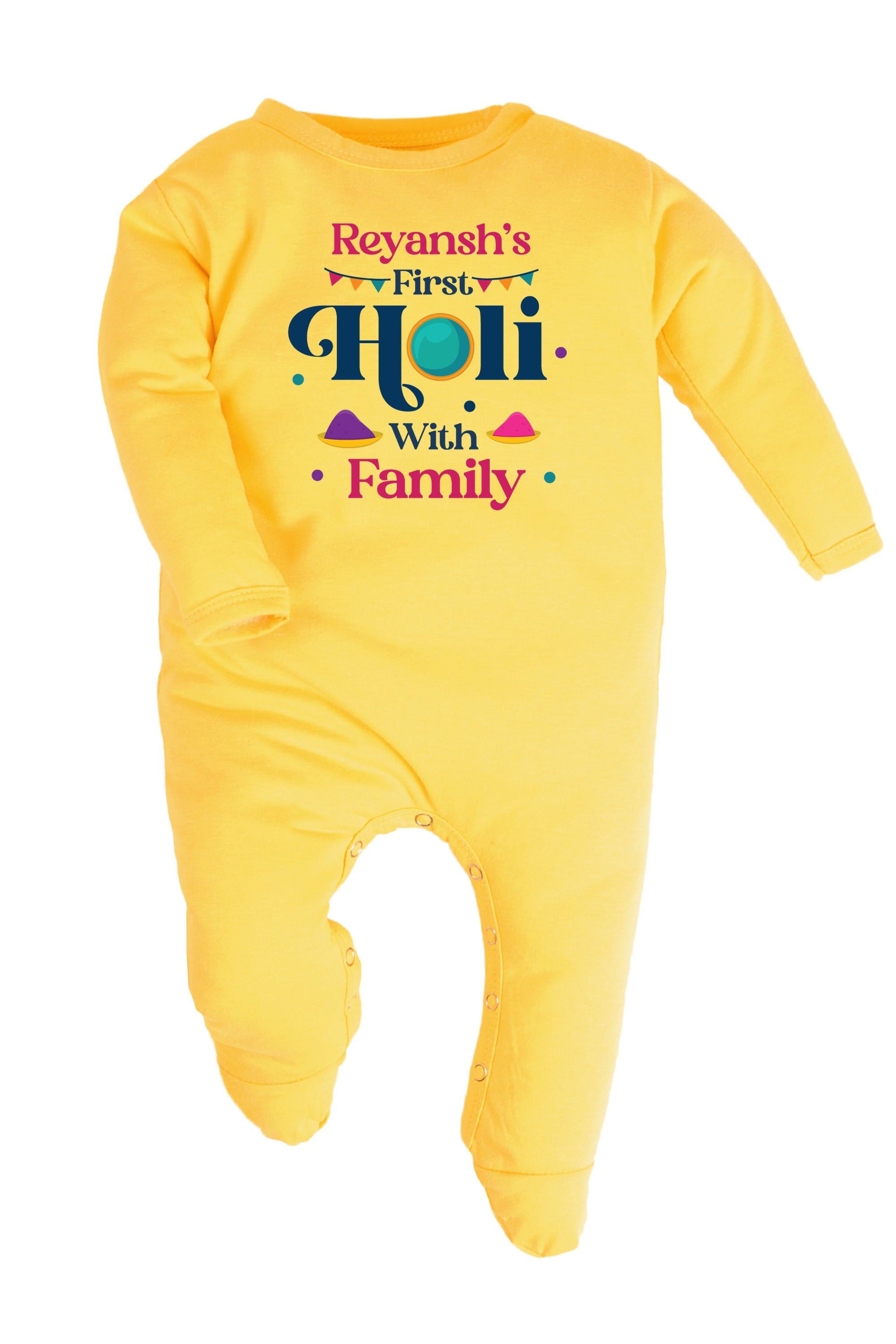 My First Holi With Family Baby Romper | Onesies w/ Custom Name