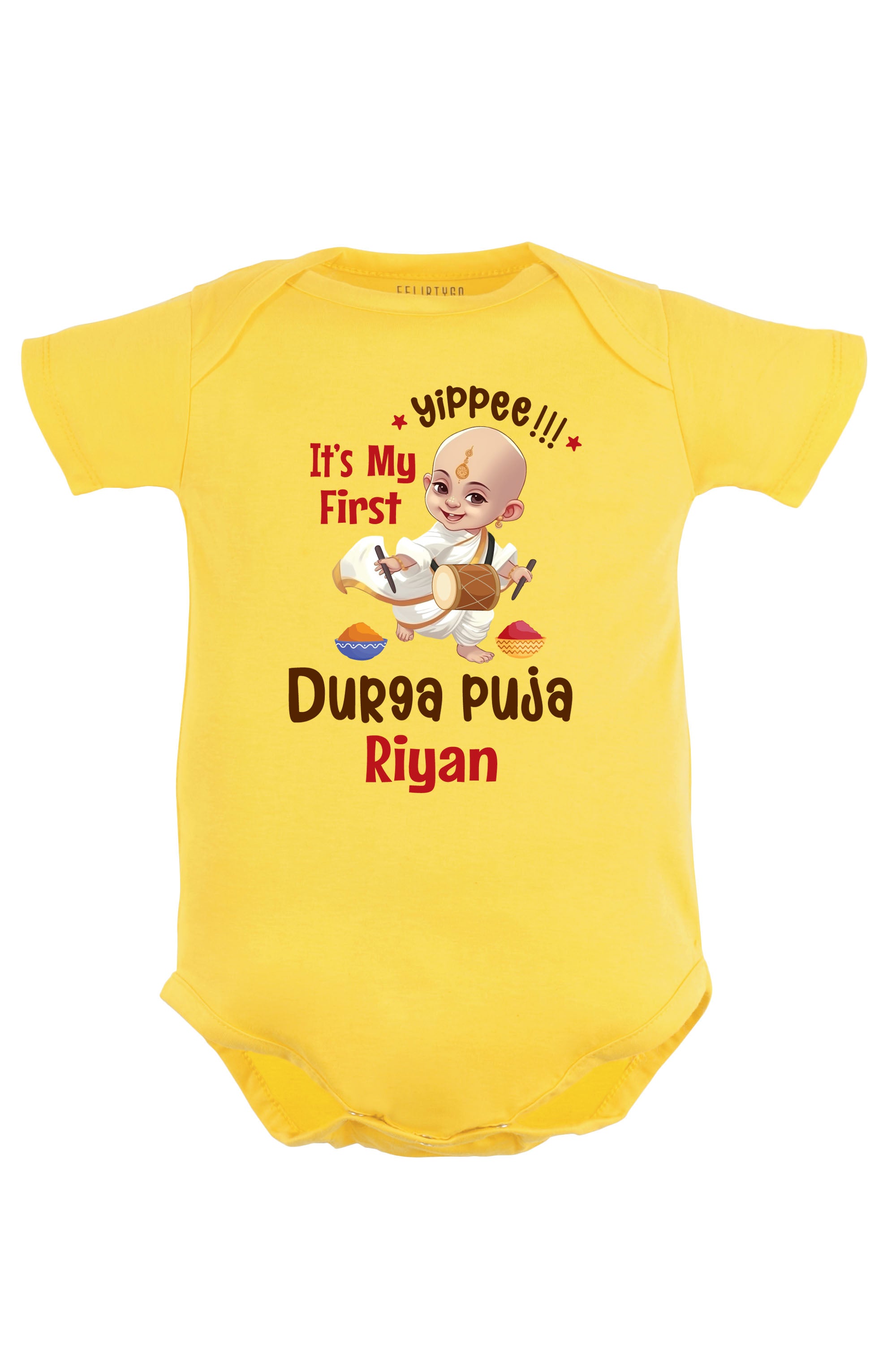 Yippee it's My First Durga Puja Baby Romper | Onesies w/ Custom Name