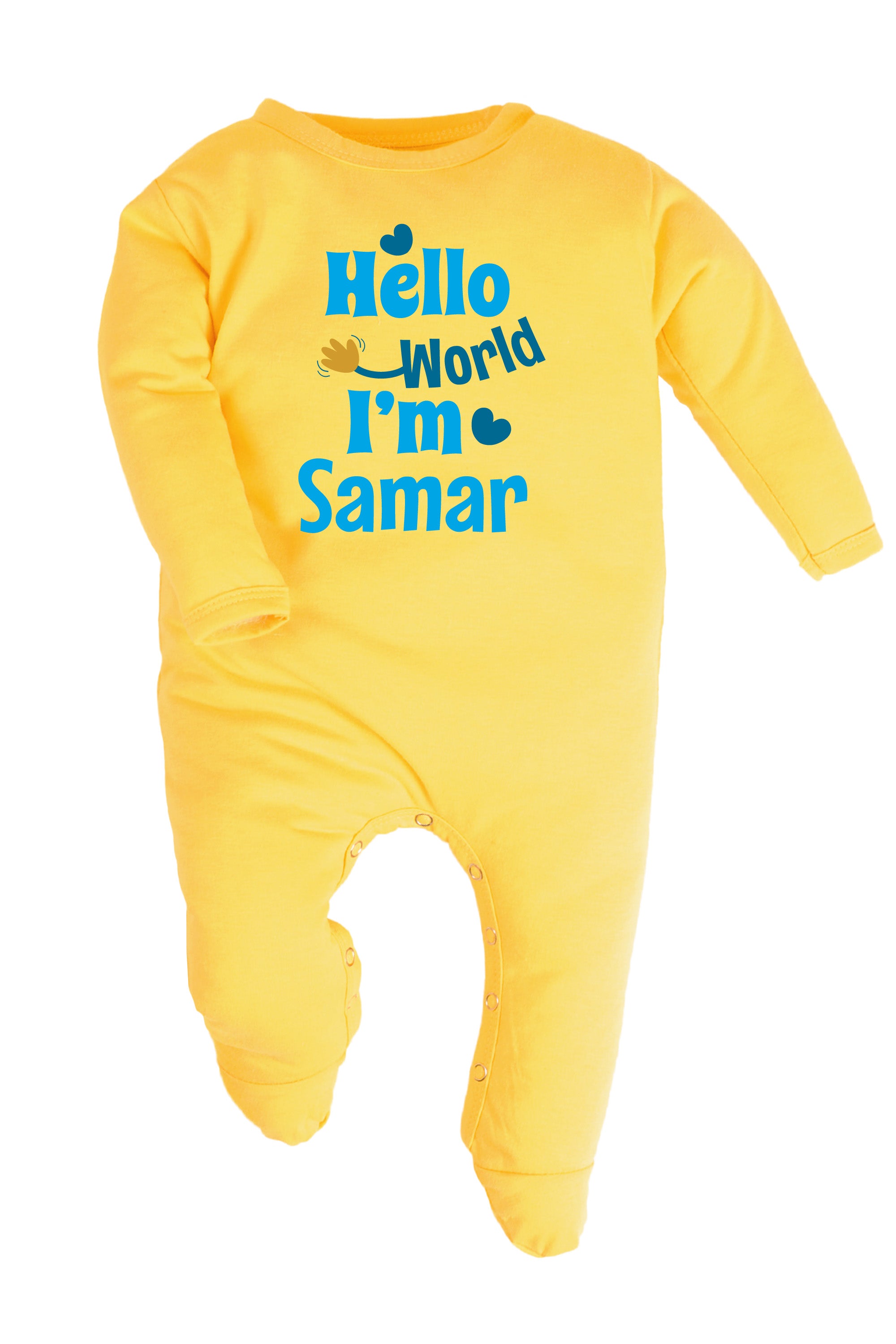 Hello World I Am (Blue) Baby Romper | Onesies w/ Custom Name