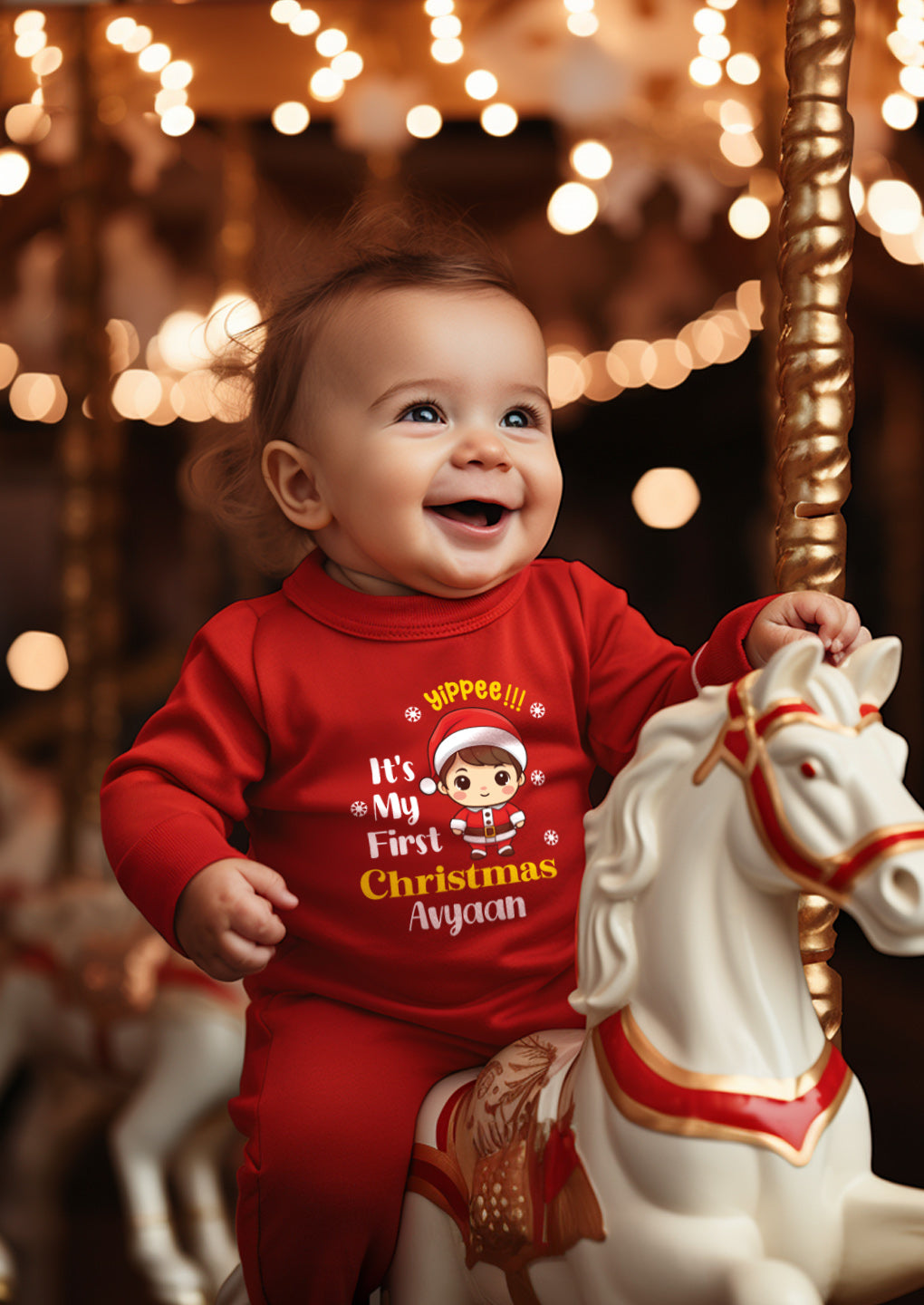 Yippee It's My First Christmas Baby Romper | Onesies w/ Custom Name