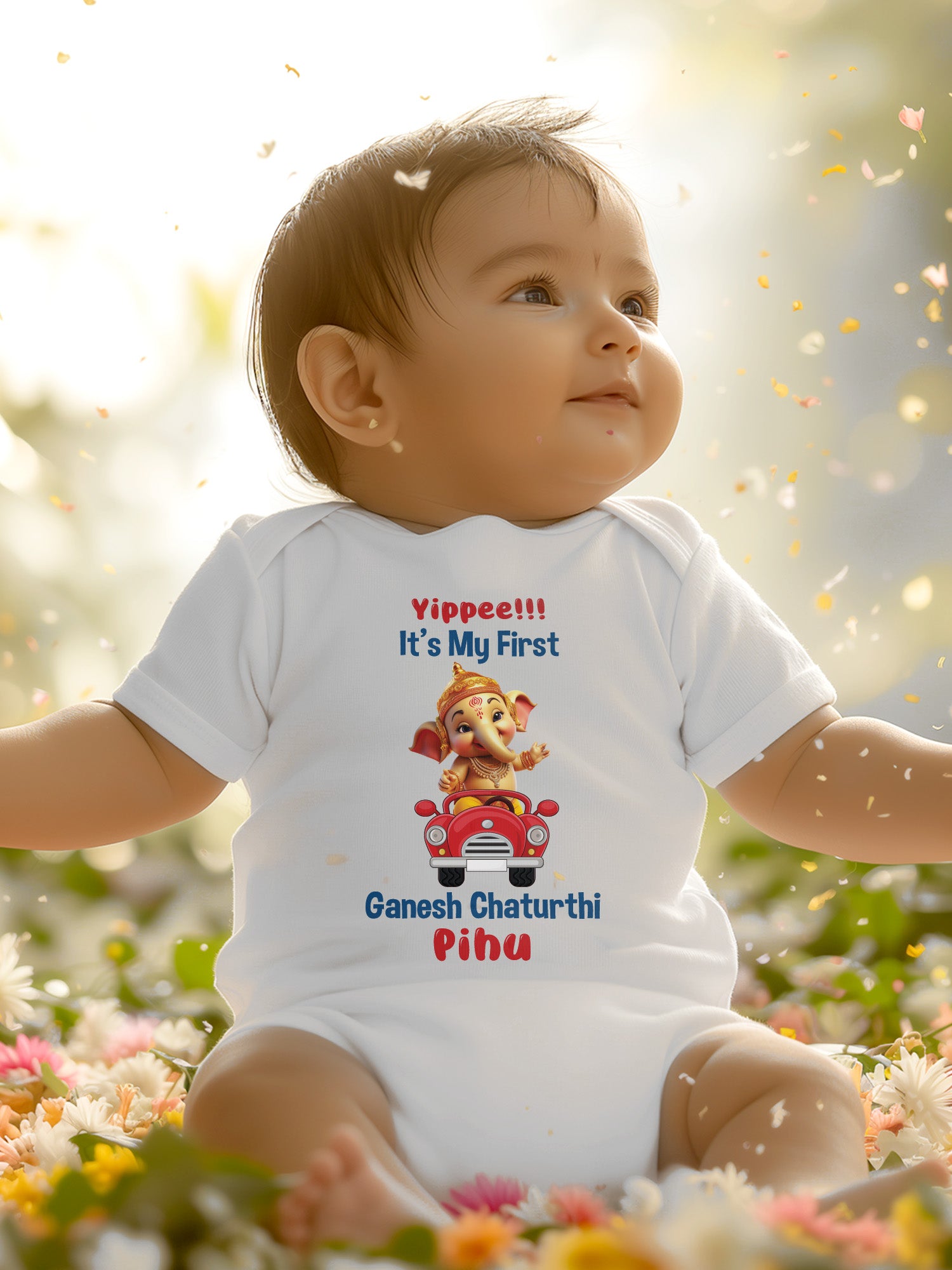 Yippee it's My First Ganesh Chaturthi Baby Romper | Onesies w/ Custom Name