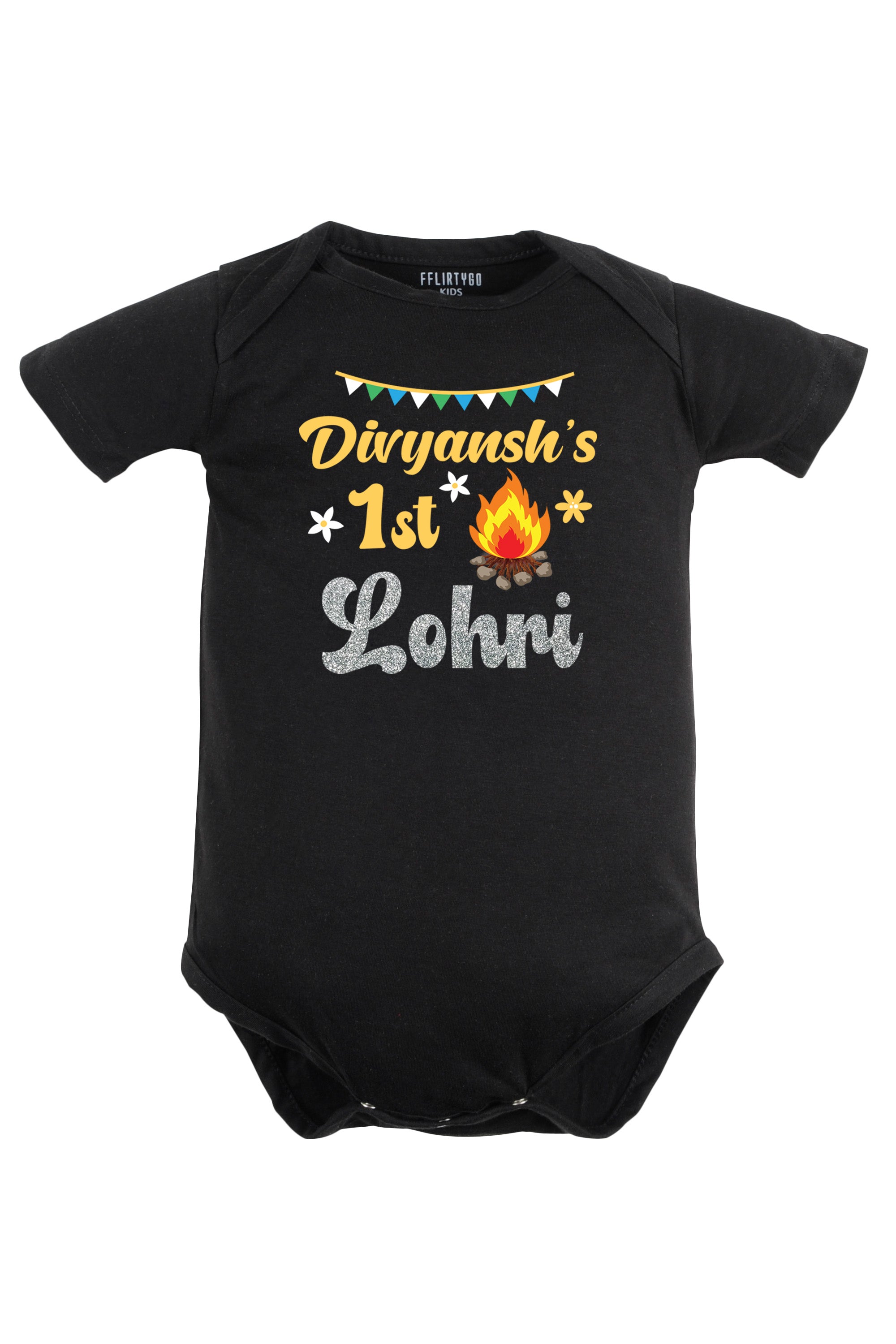 My 1st Lohri w/ Glitter and Custom Name Baby Romper | Onesies