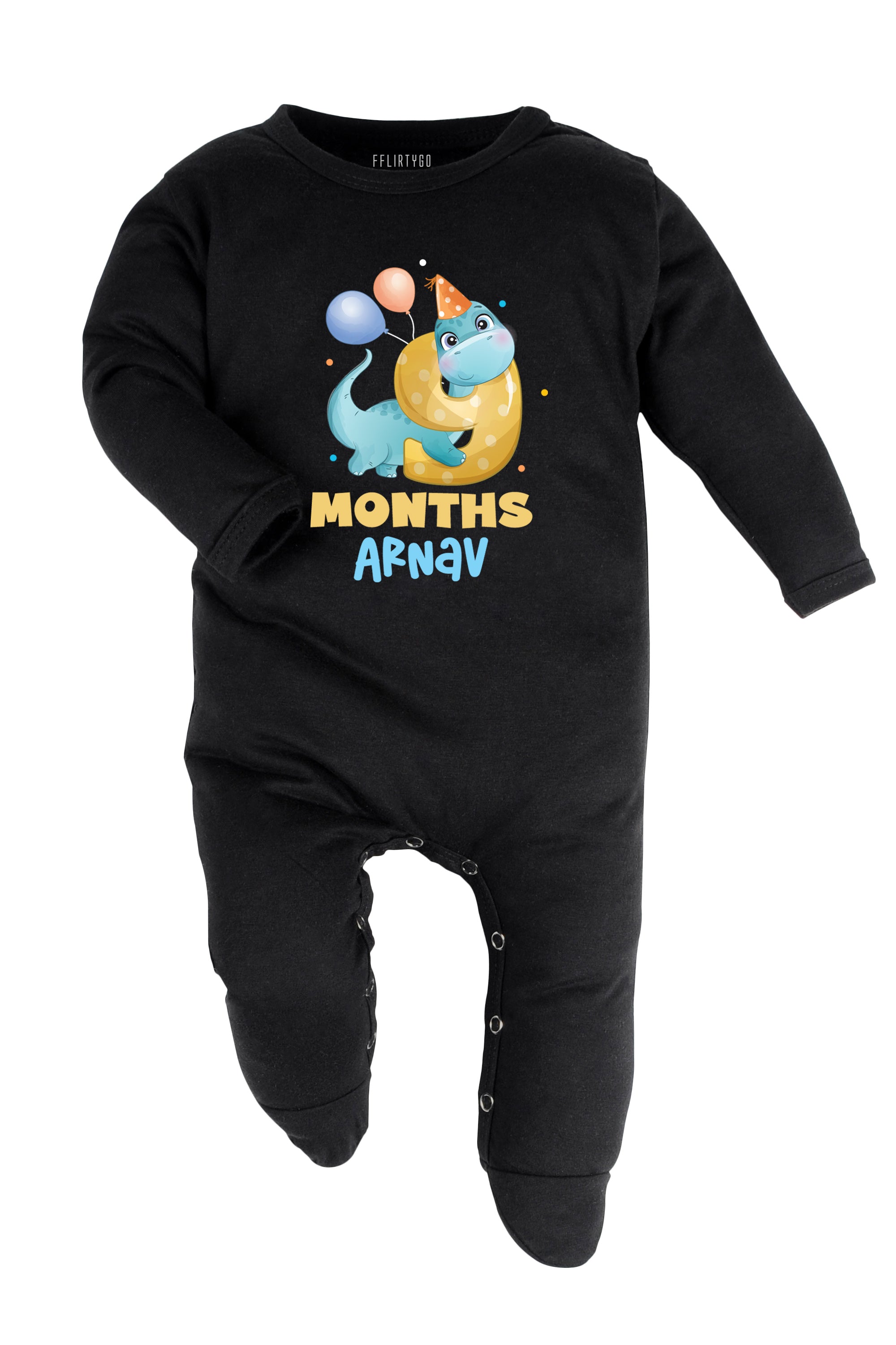 Nine Month Milestone Baby Romper | Onesies - Dino w/ Custom Name