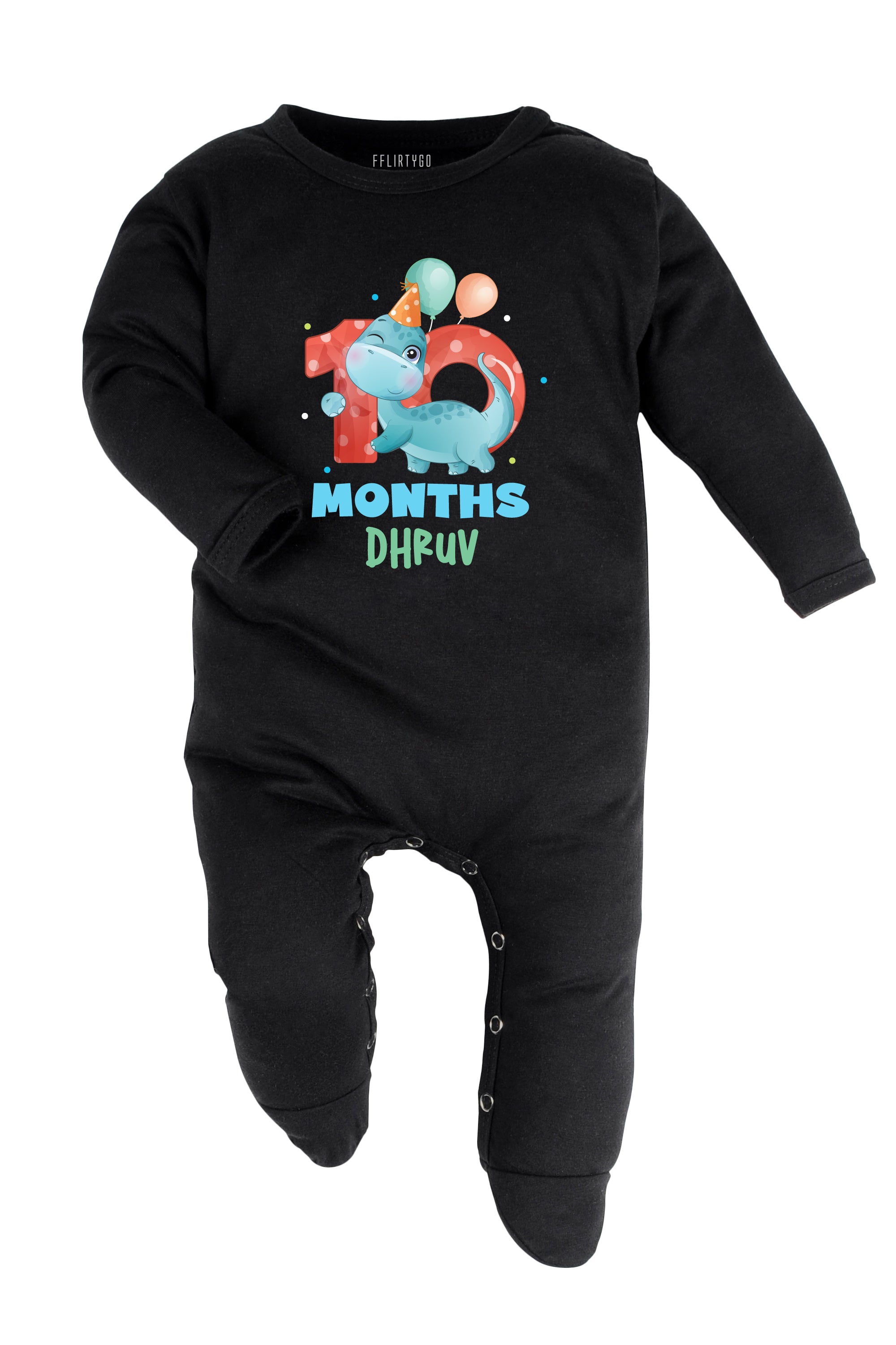 Ten Month Milestone Baby Romper | Onesies - Dino w/ Custom Name