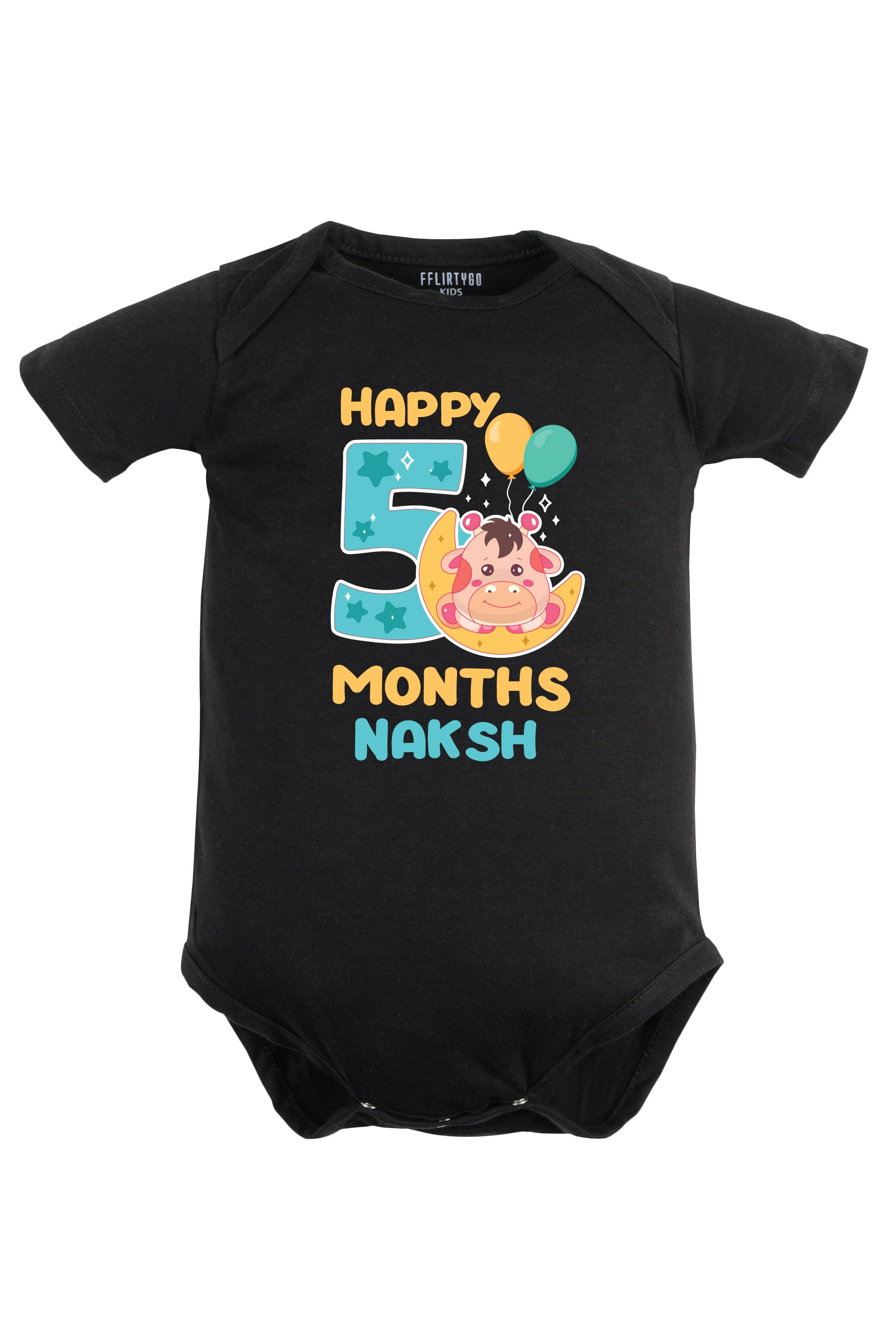 Five Month Milestone Baby Romper | Onesies - Giraffe w/ Custom Name