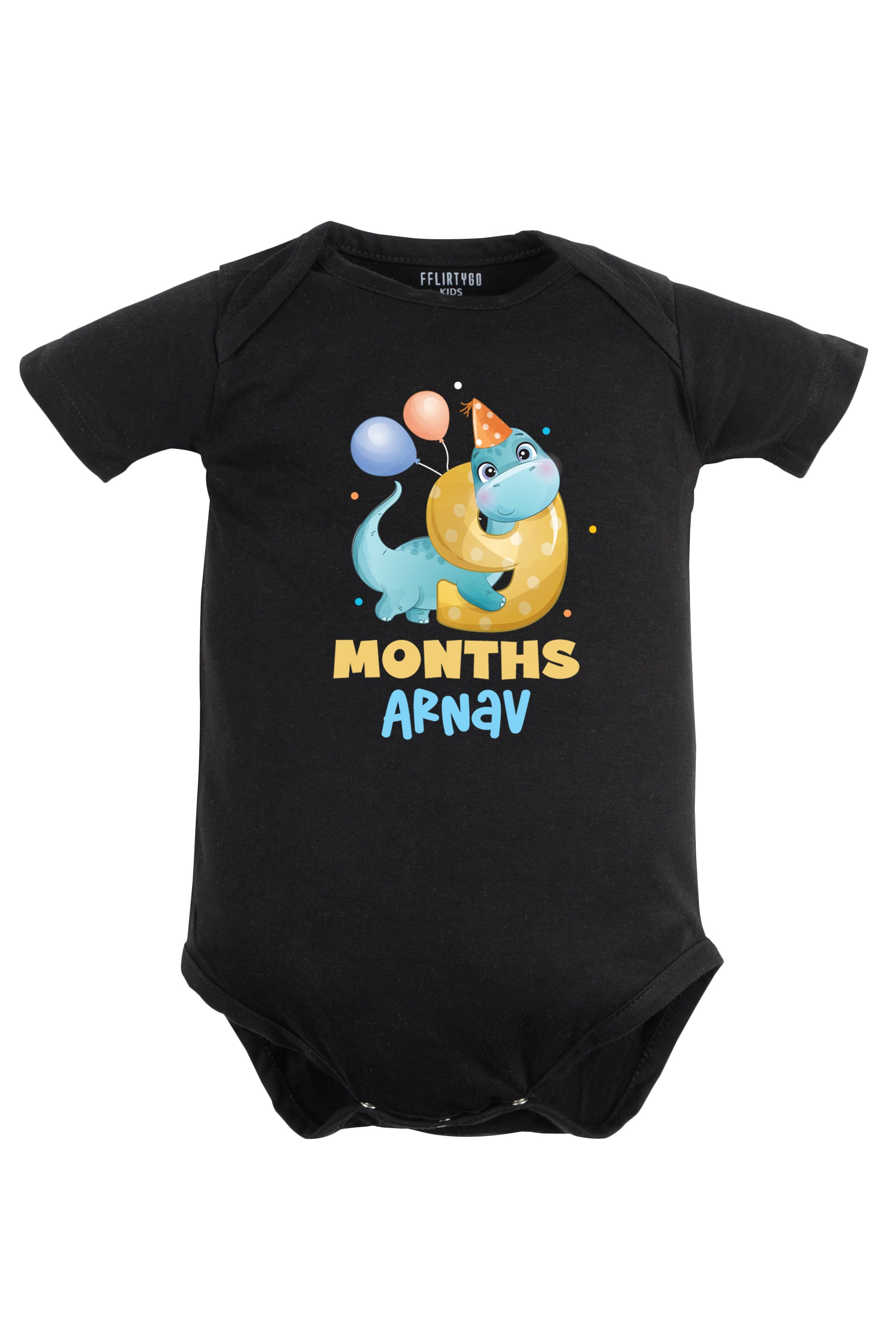 Nine Month Milestone Baby Romper | Onesies - Dino w/ Custom Name