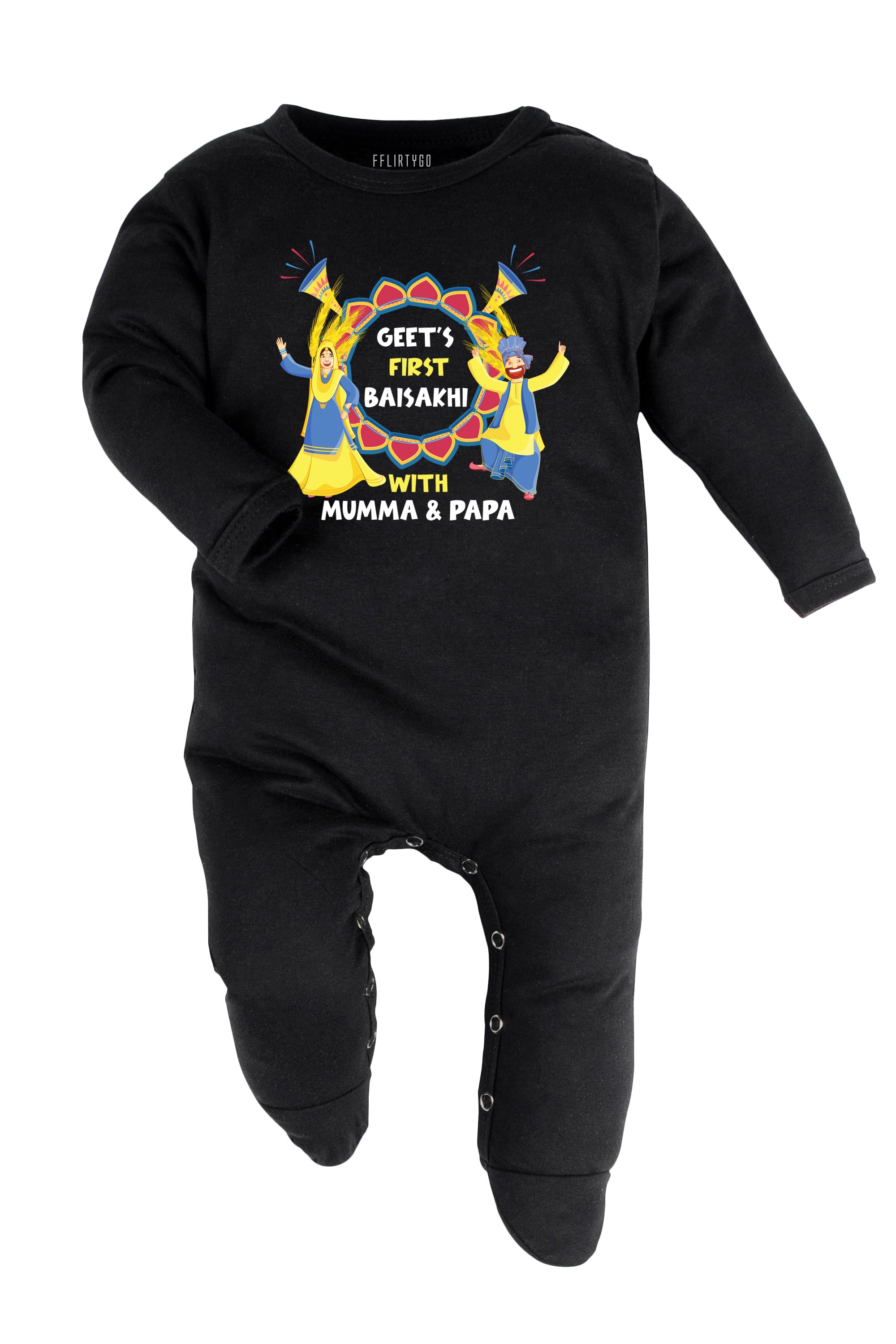 My First Baisakhi With Mumma & Papa Baby Romper | Onesies w/ Custom Name