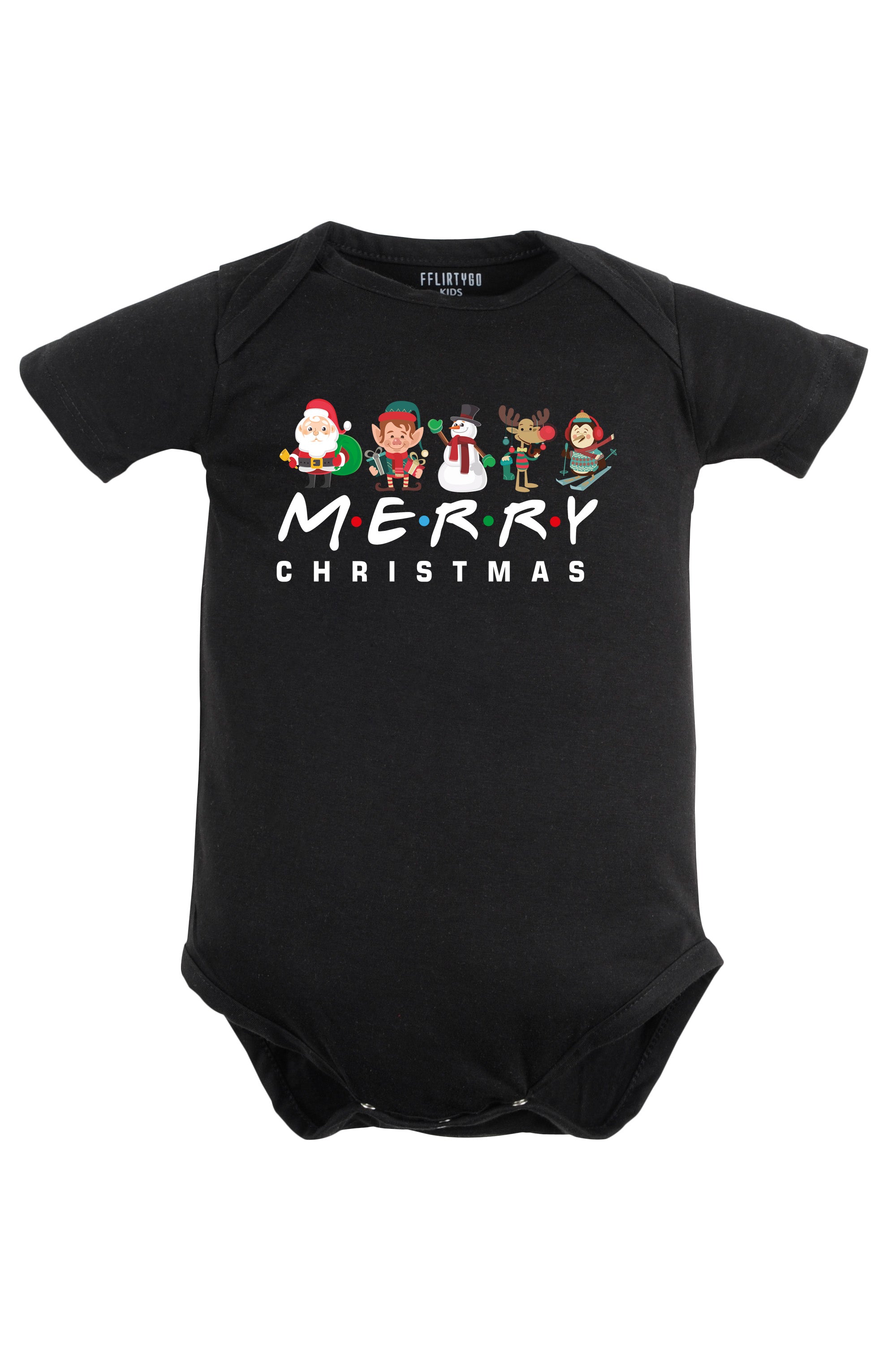 Merry Christmas with Christmas Characters Baby Romper | Onesies