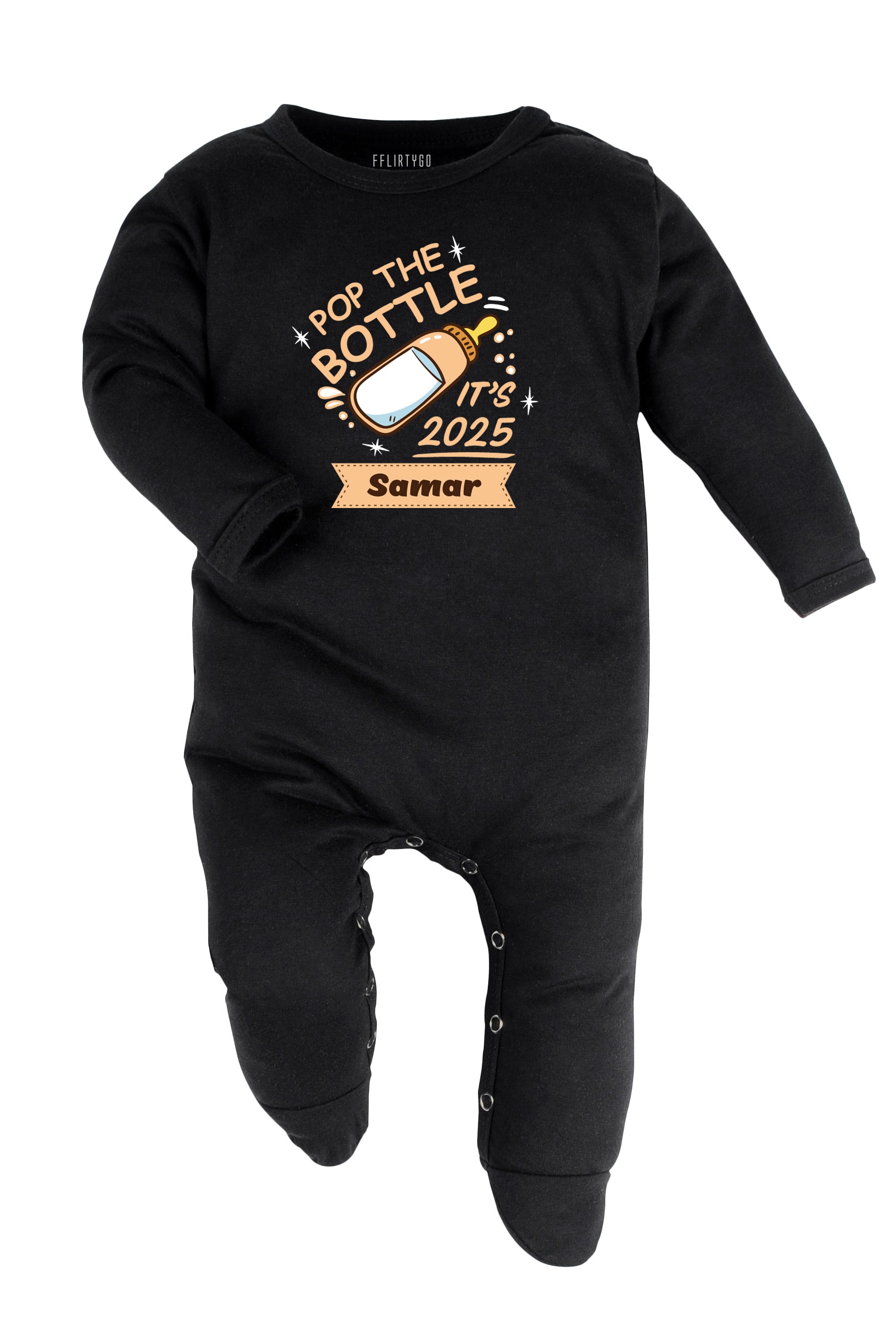 Pop The Bottles It's 2025 Baby Romper | Onesies w/ Custom Name