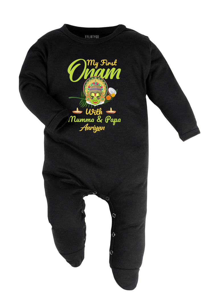 My First Onam With Mumma & Papa Baby Romper | Onesies w/ Custom Name