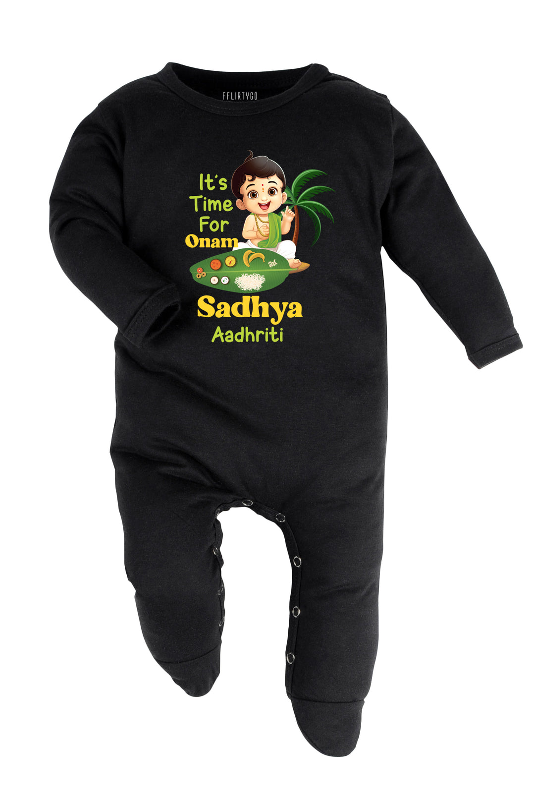 It's Time For Onam Sadhya Baby Romper | Onesies w/ Custom Name