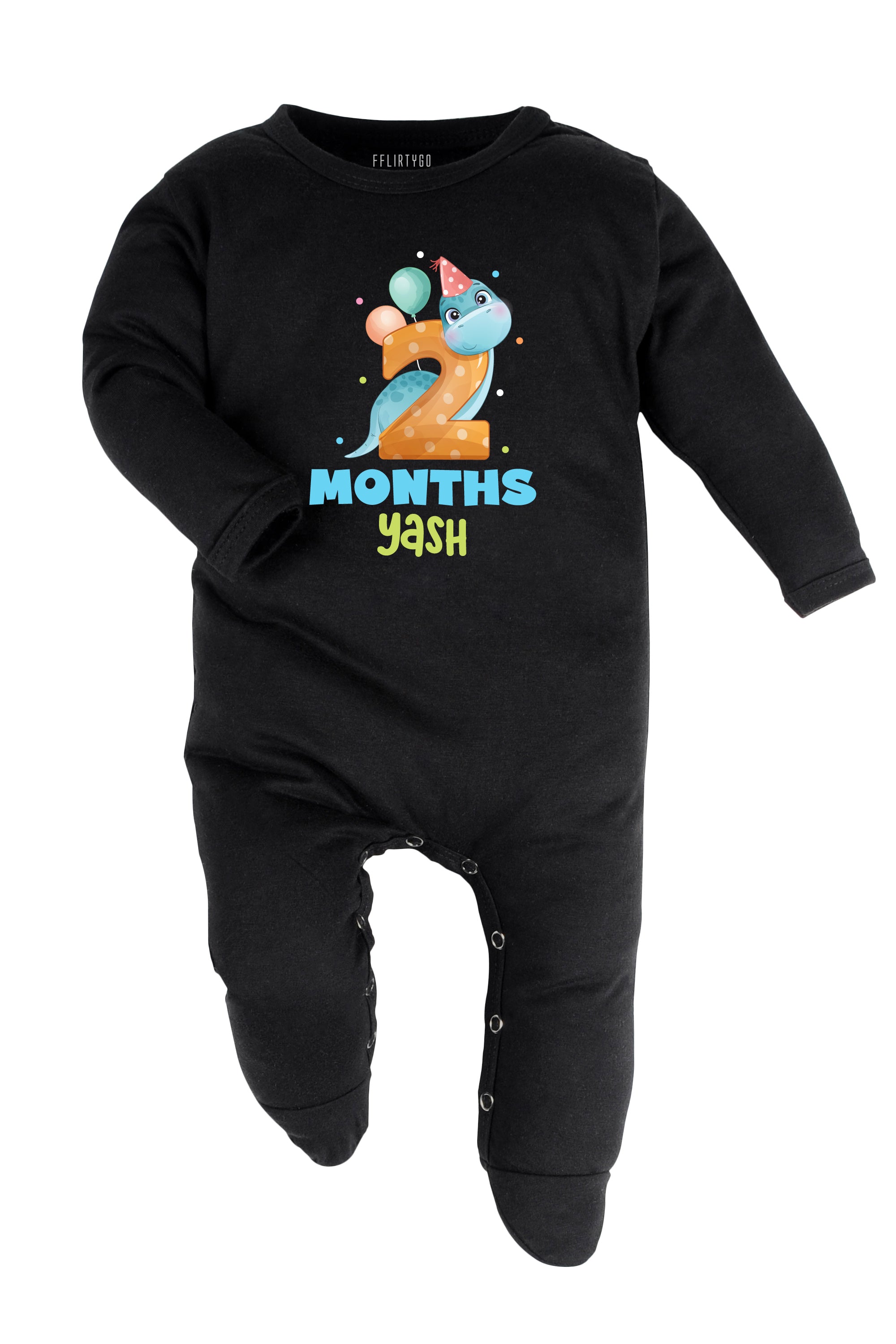 Two Month Milestone Baby Romper | Onesies - Dino w/ Custom name