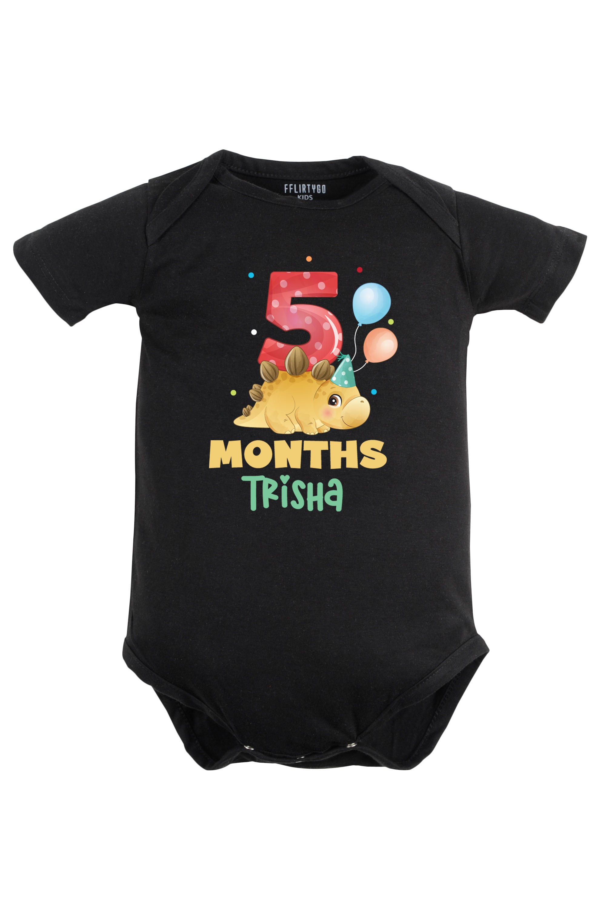 Five Month Milestone Baby Romper | Onesies - Dino w/ Custom Name