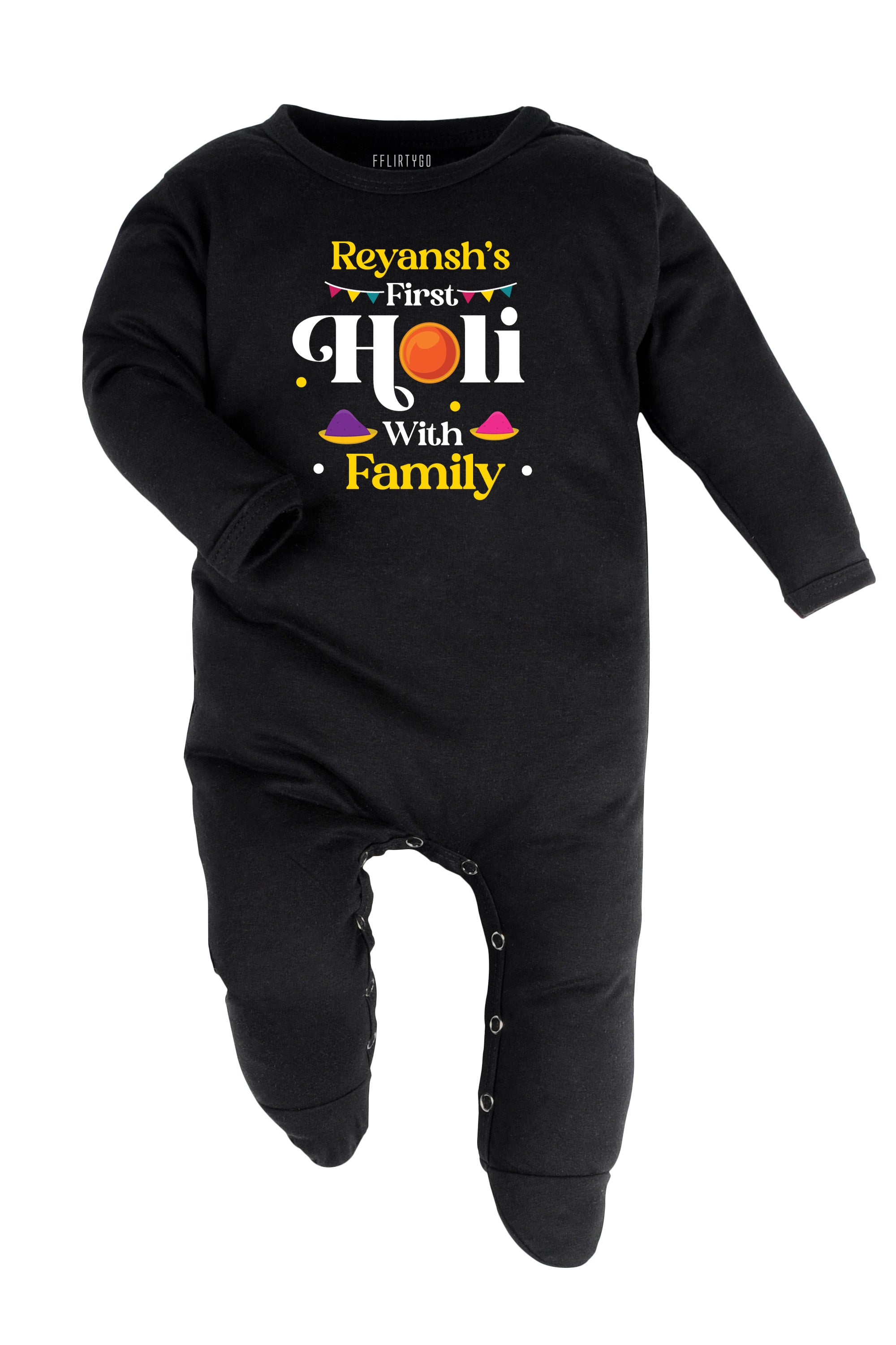 My First Holi With Family Baby Romper | Onesies w/ Custom Name