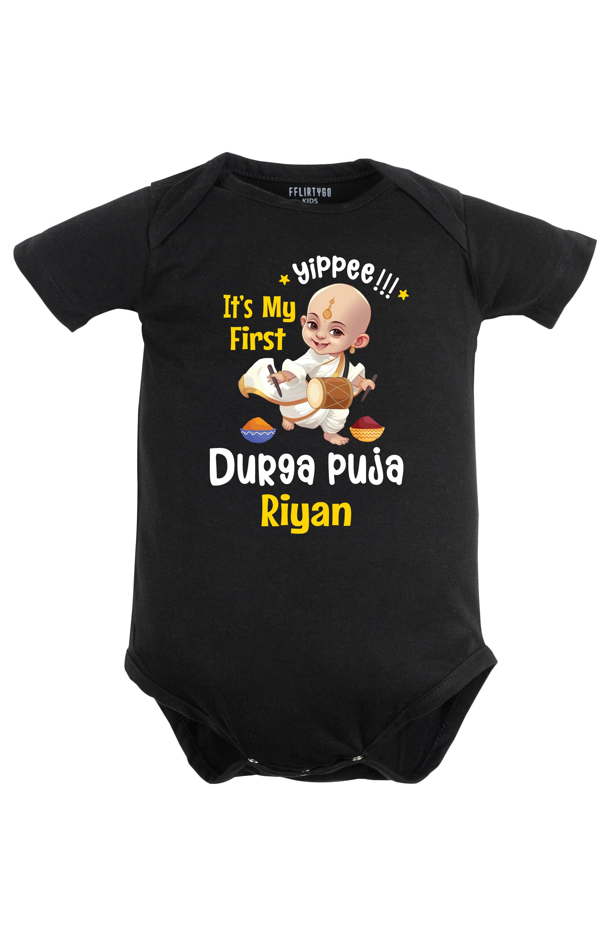 Yippee it's My First Durga Puja Baby Romper | Onesies w/ Custom Name