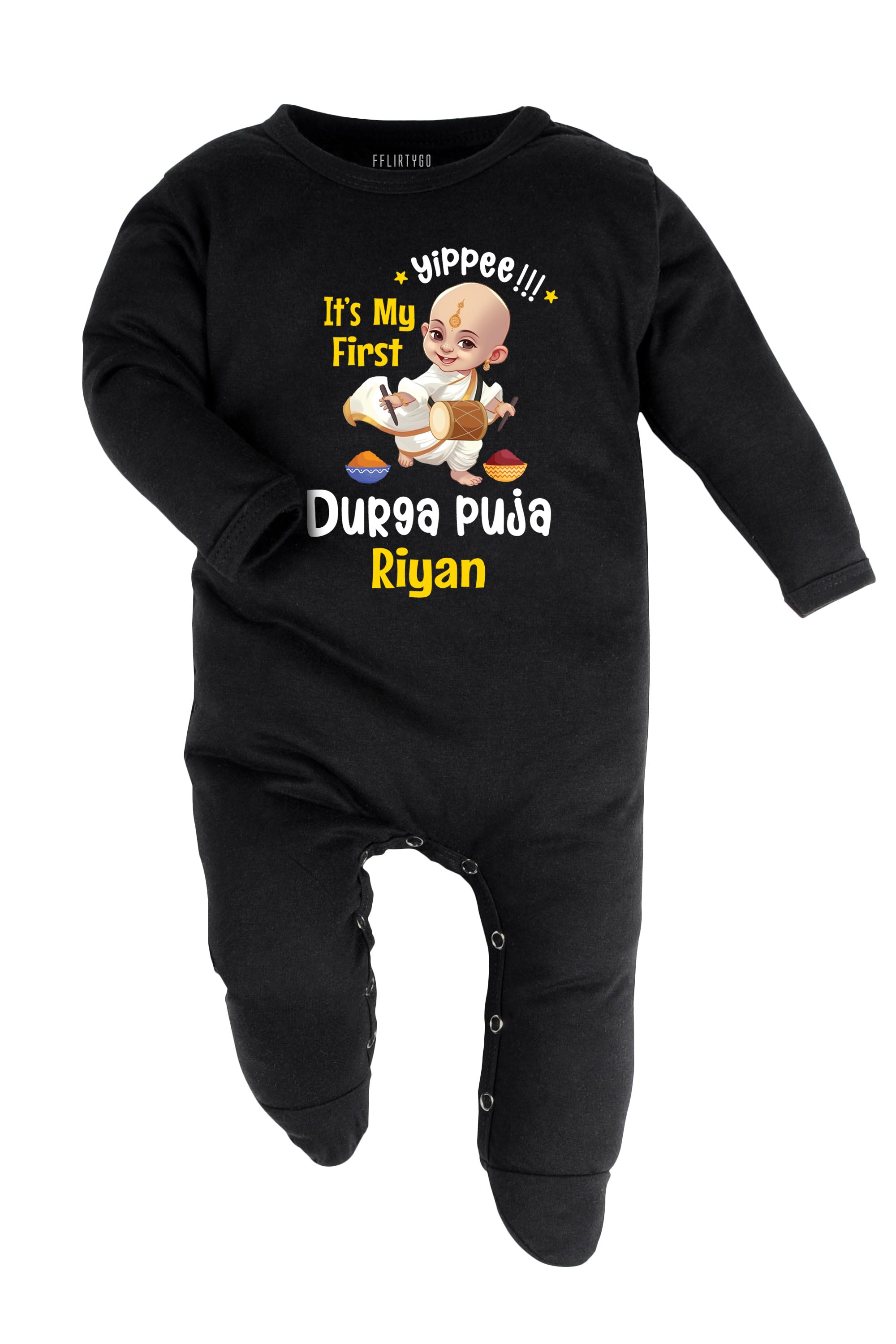 Yippee it's My First Durga Puja Baby Romper | Onesies w/ Custom Name