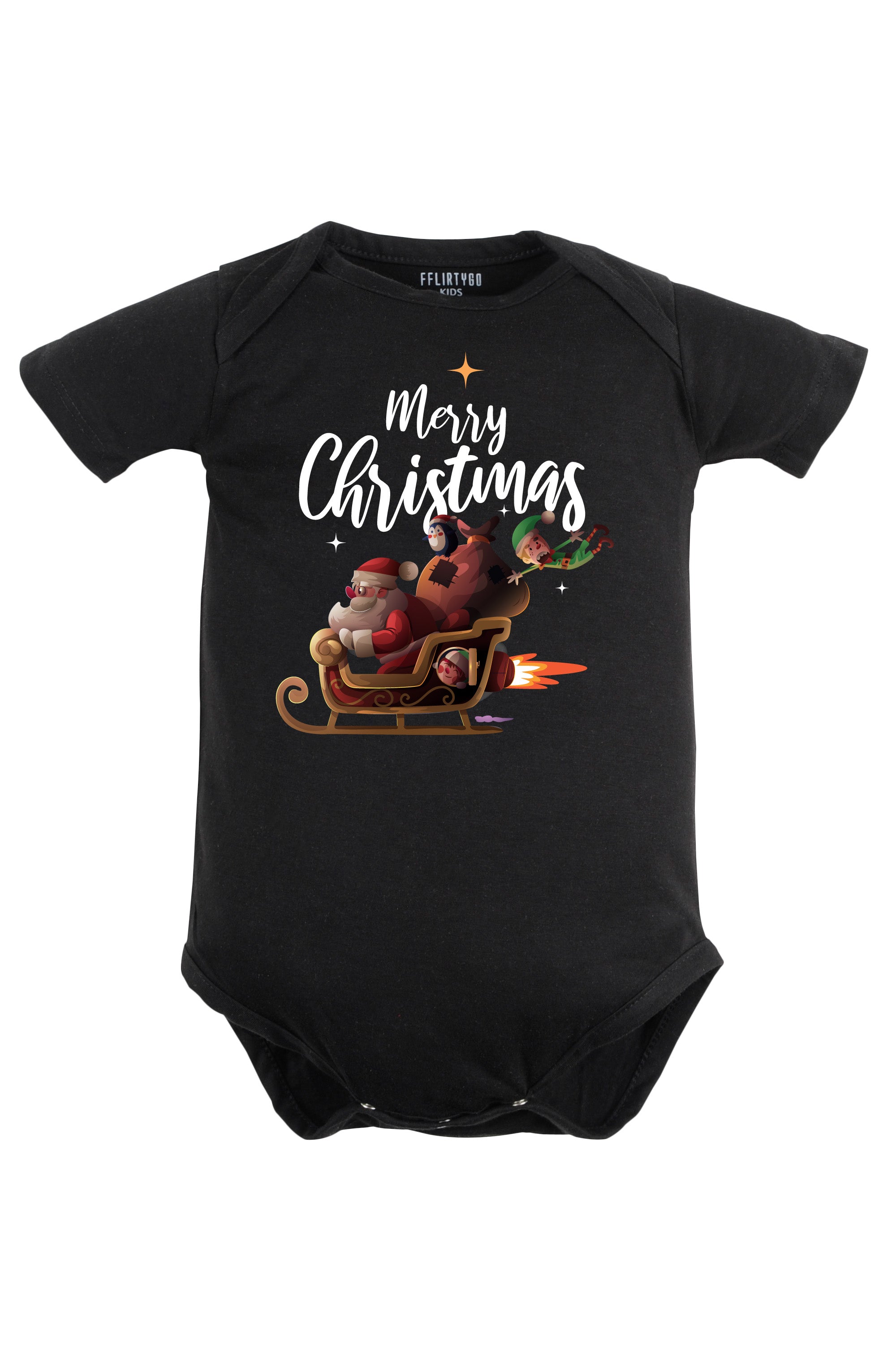 Merry Christmas with Santa's Sleigh Baby Romper | Onesies