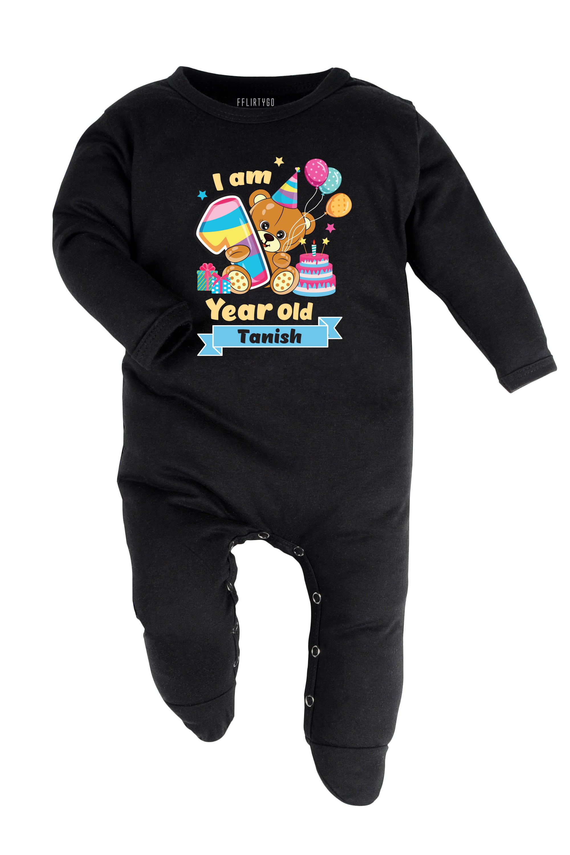 One Year Milestone Baby Romper | Onesies - Birthday Teddy w/ Custom Name