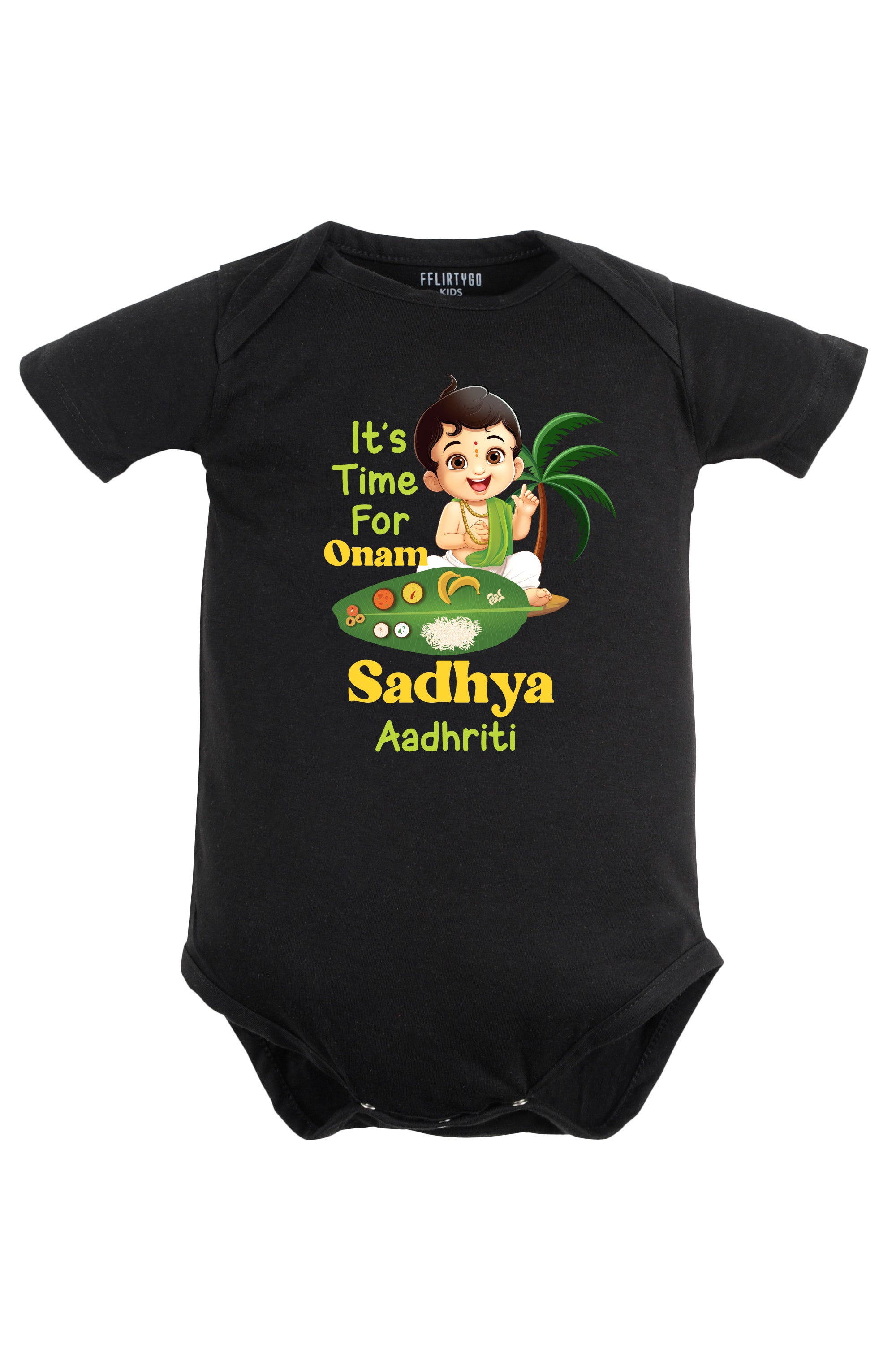 It's Time For Onam Sadhya Baby Romper | Onesies w/ Custom Name