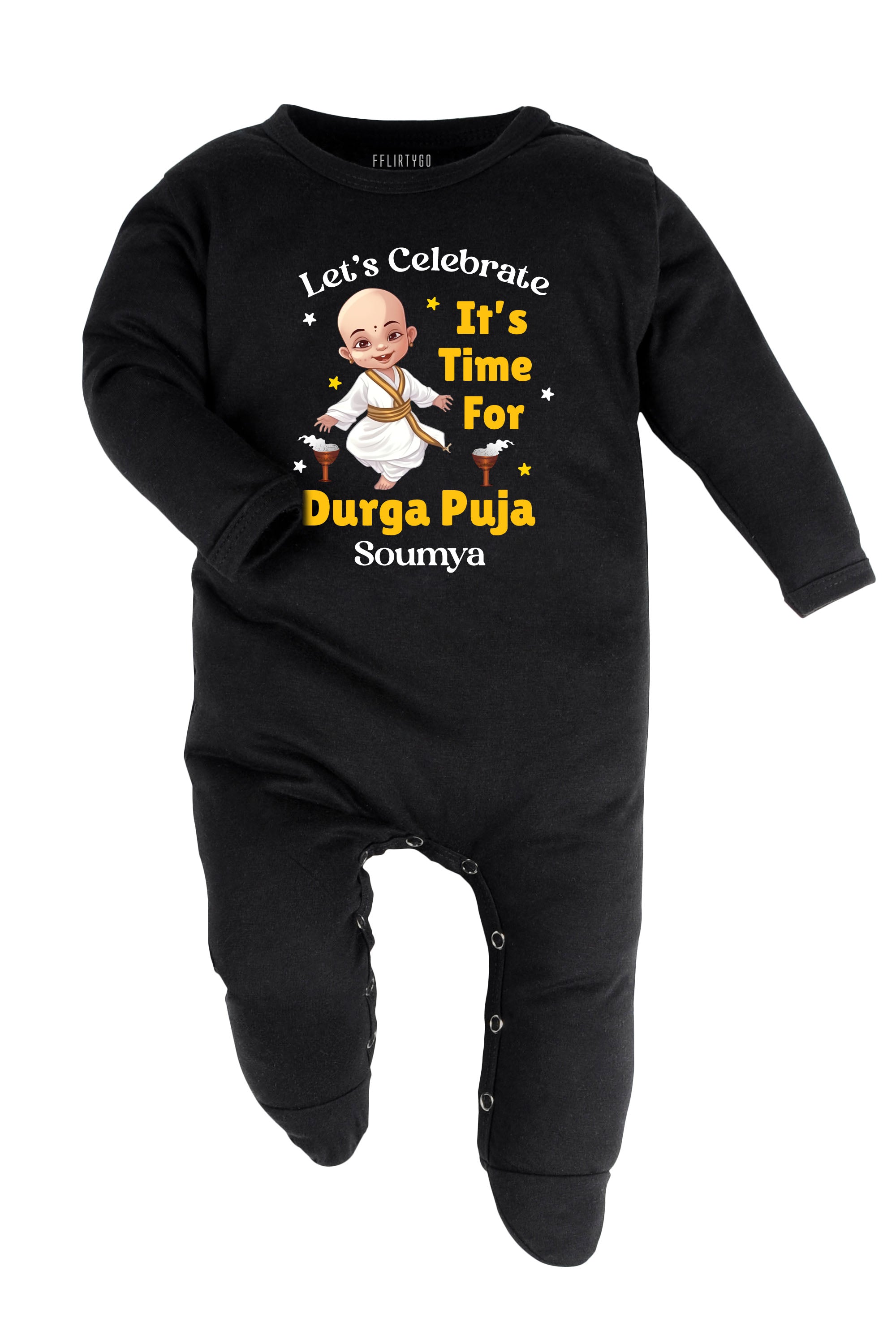 Let's Celebrate It's Time For Durga Puja Baby Romper | Onesies w/ Custom Name