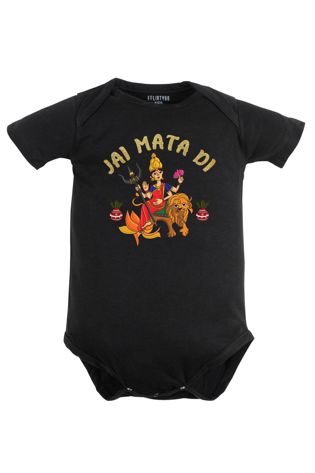 Jai Mata Di With Glitter Baby Romper | Onesies