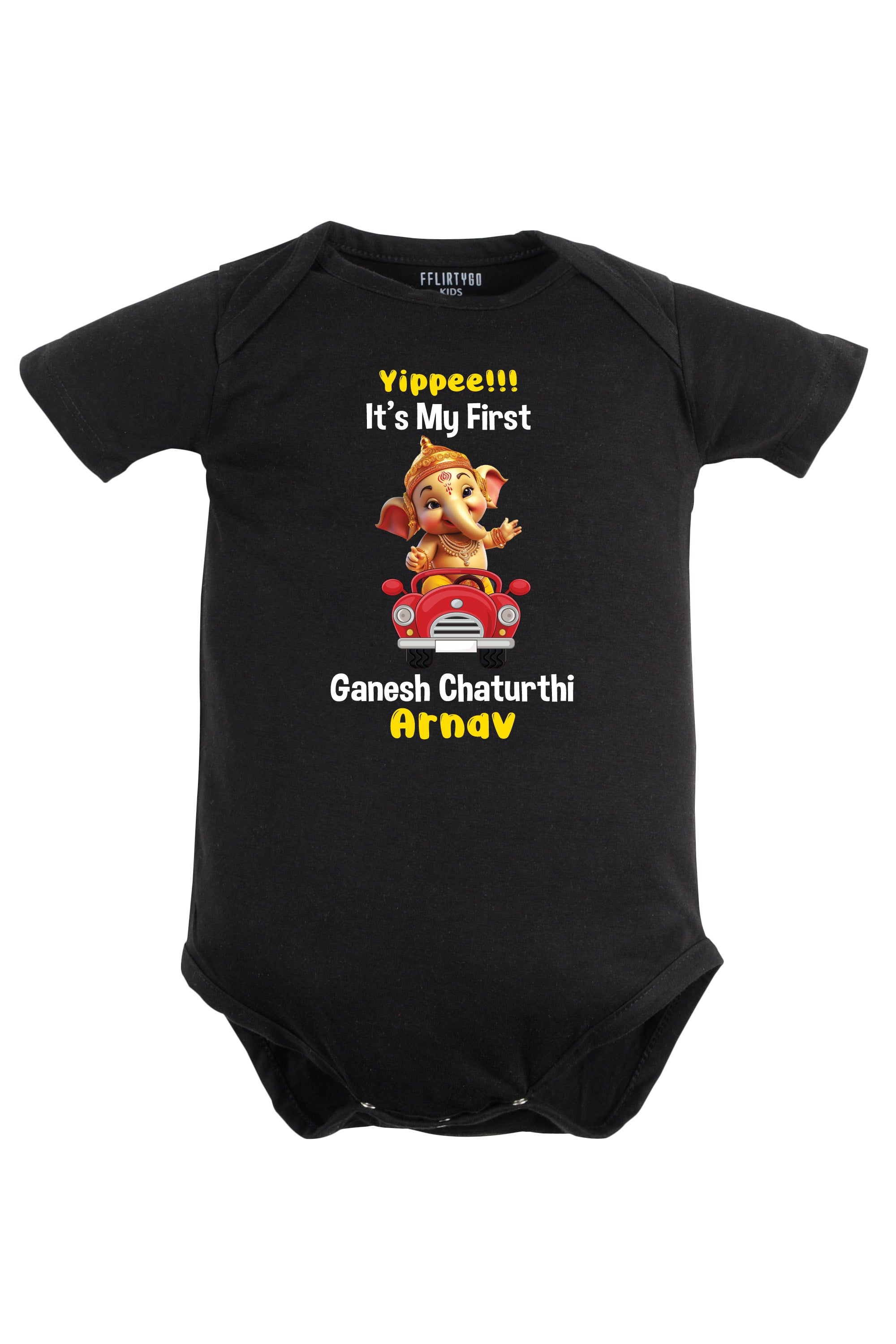 Yippee it's My First Ganesh Chaturthi Baby Romper | Onesies w/ Custom Name