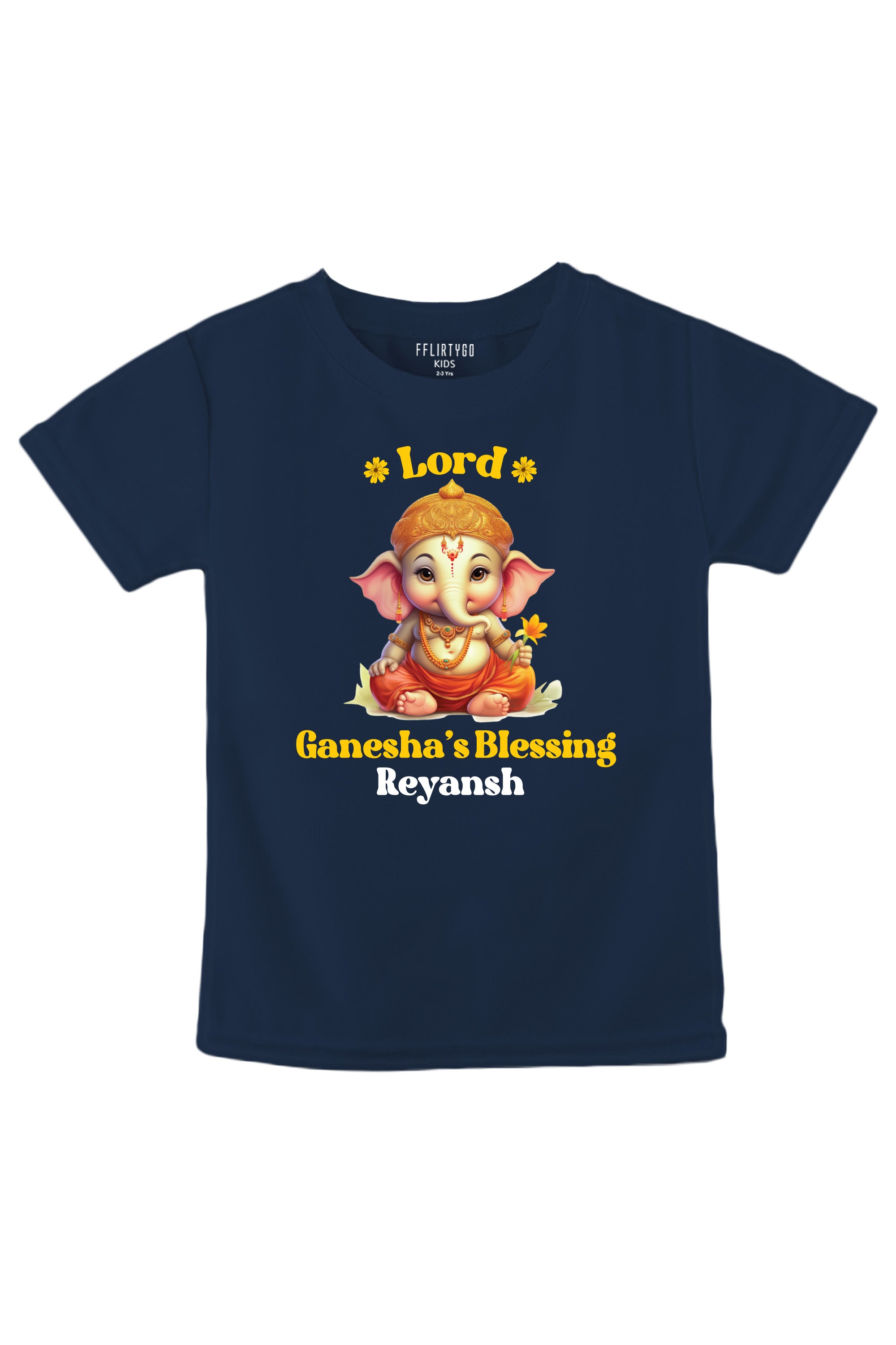 Lord Ganesha's Blessing Kids T Shirt w/ Custom Name