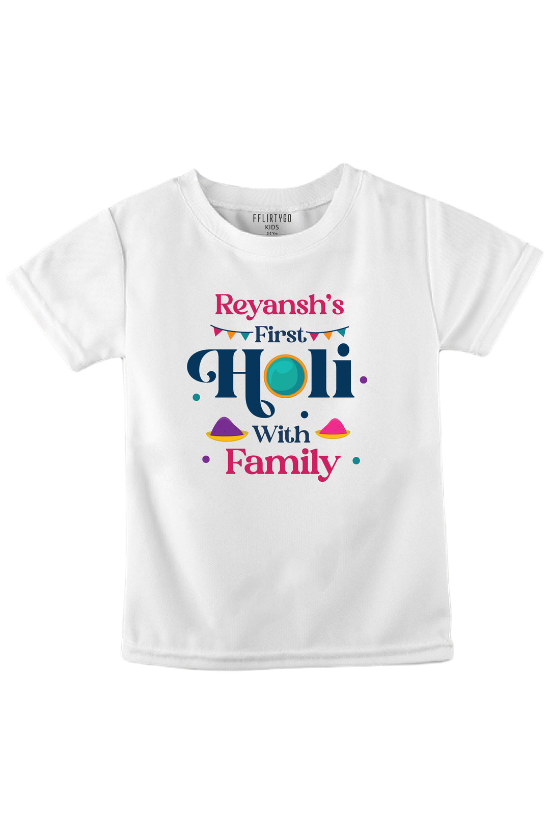 Add On Kids T-Shirt for My First Holi With Family w/ Custom Names