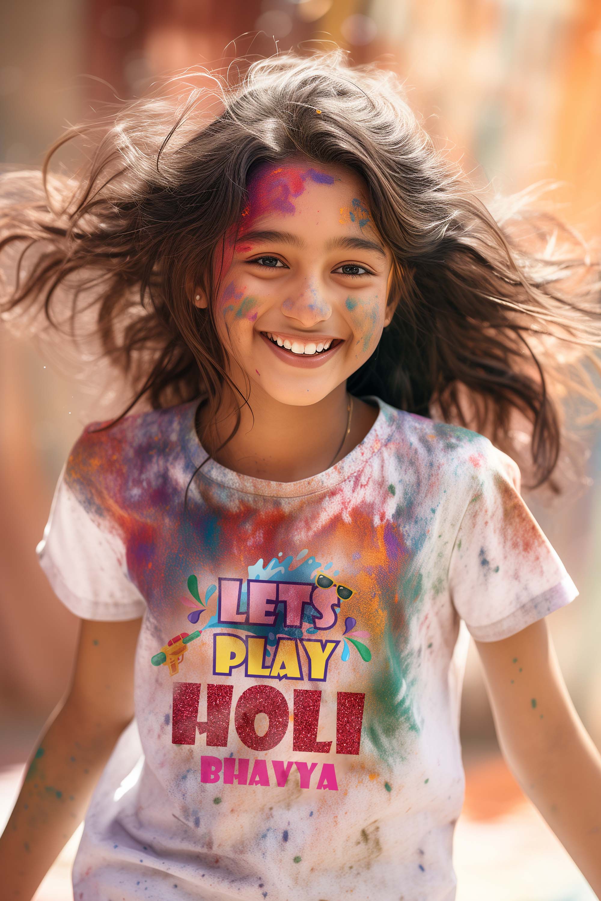 Let's Play Holi Kids T Shirt w/ Custom Name