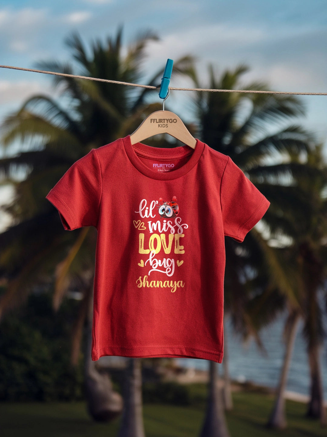 Lil Miss Love Bug Kids T Shirt w/ Custom Name