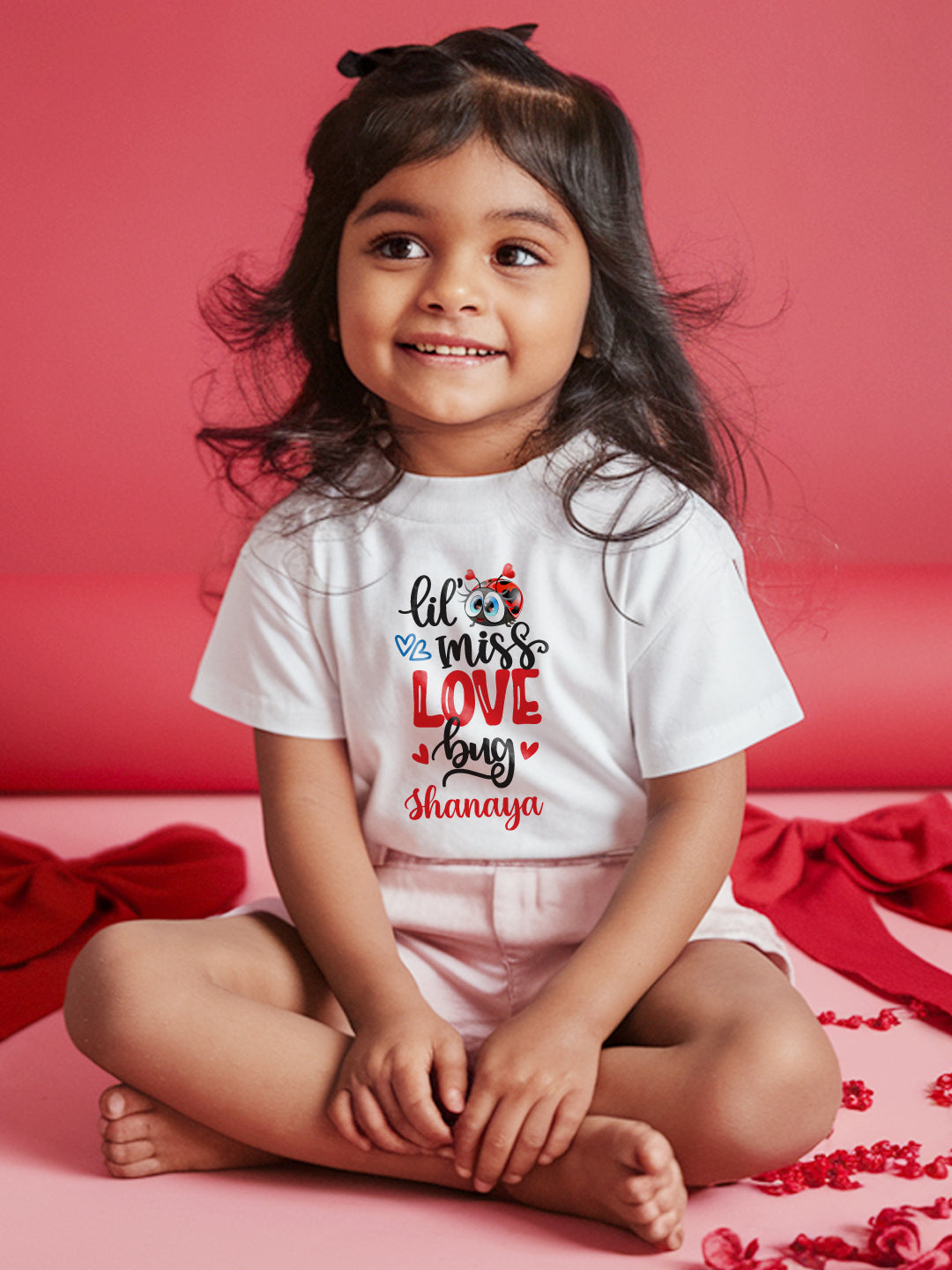 Lil Miss Love Bug Kids T Shirt w/ Custom Name