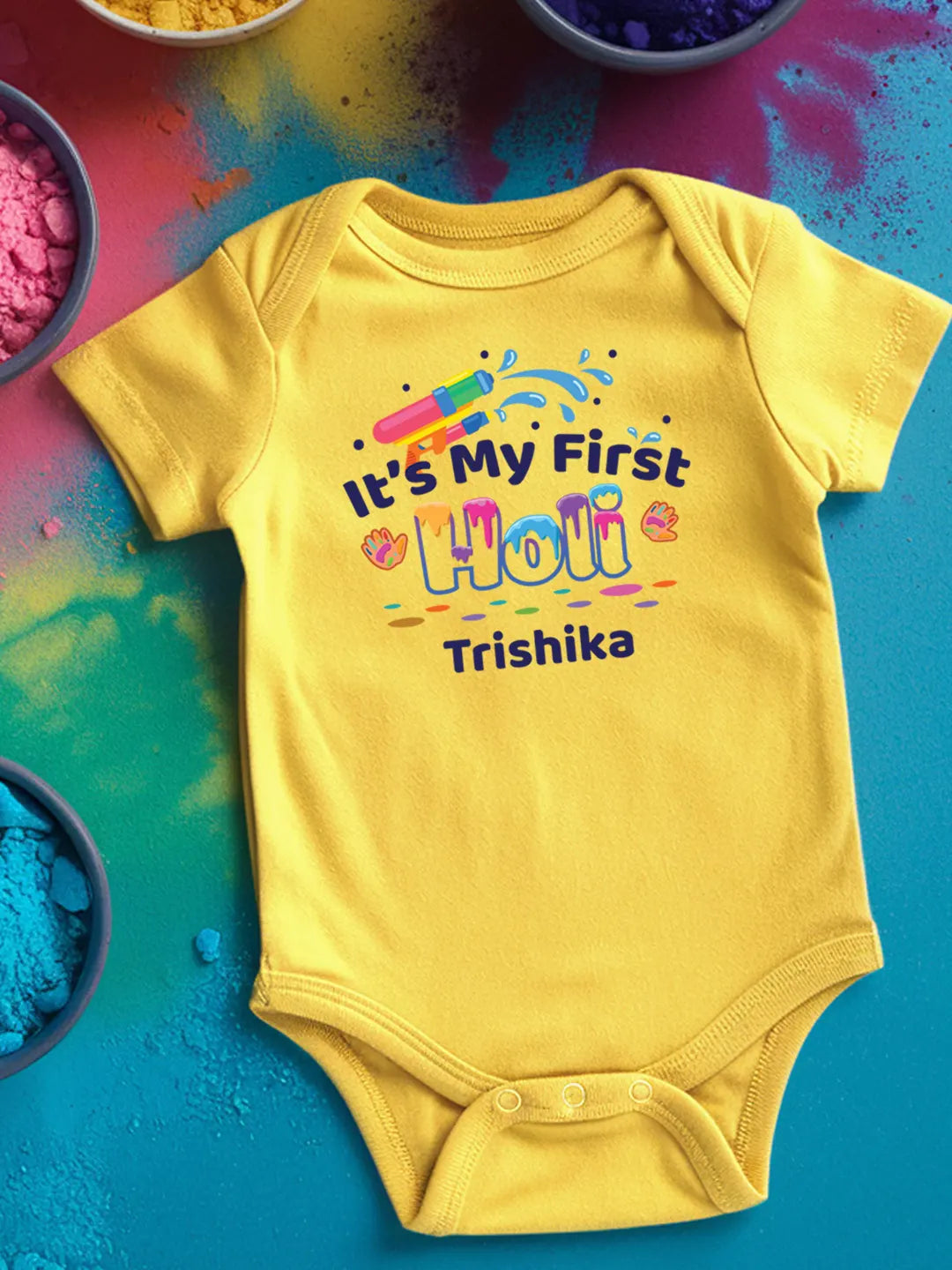 It's My First Holi Baby Romper | Onesies w/ Custom Name