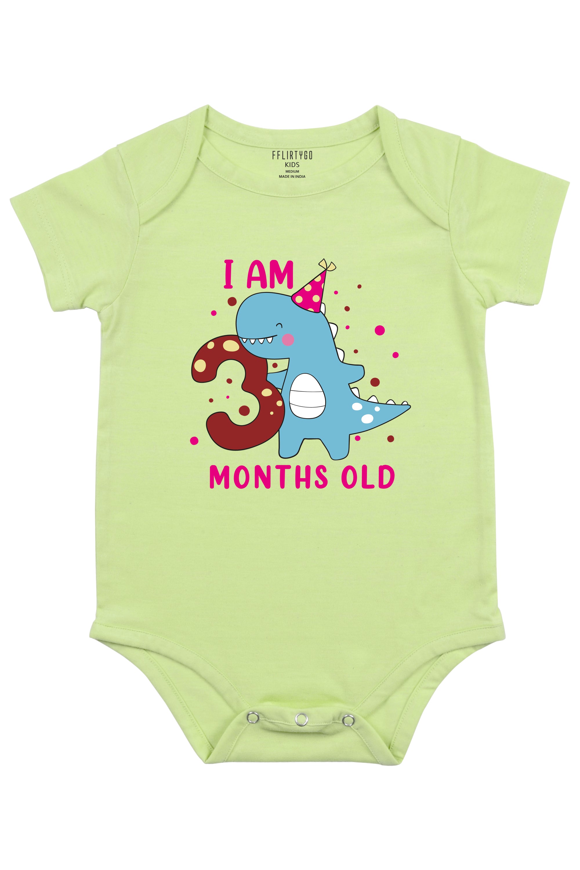 Happy Dino - I am 3 Months Old Baby Romper | Onesies