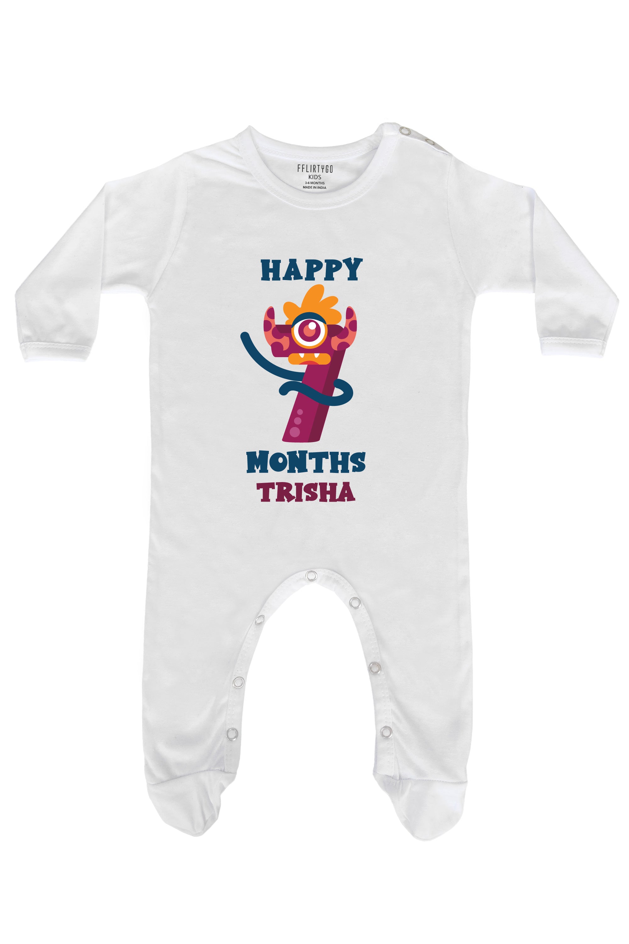 Seven Month Birthday Baby Romper | Onesies w/ Custom Name