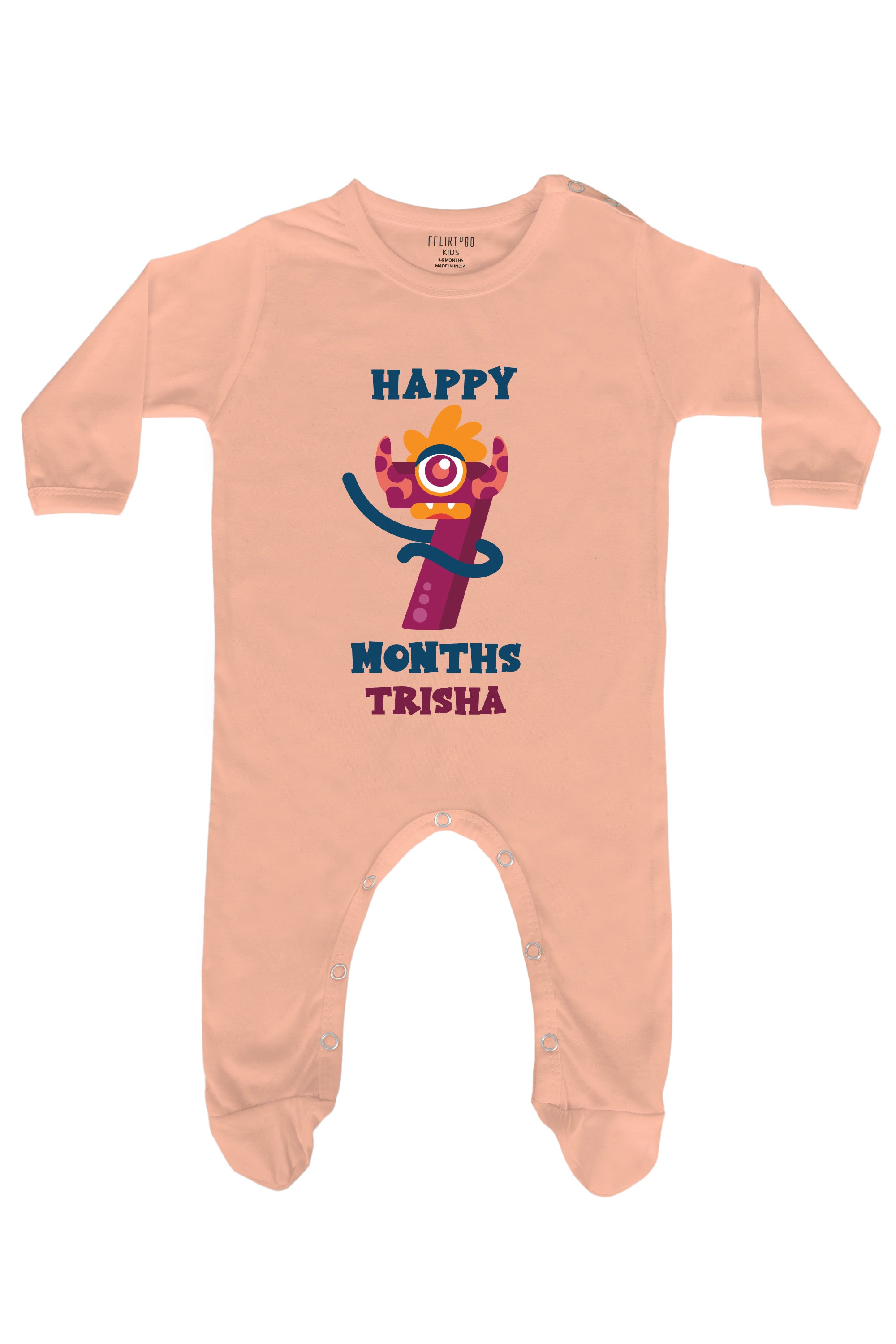 Seven Month Birthday Baby Romper | Onesies w/ Custom Name