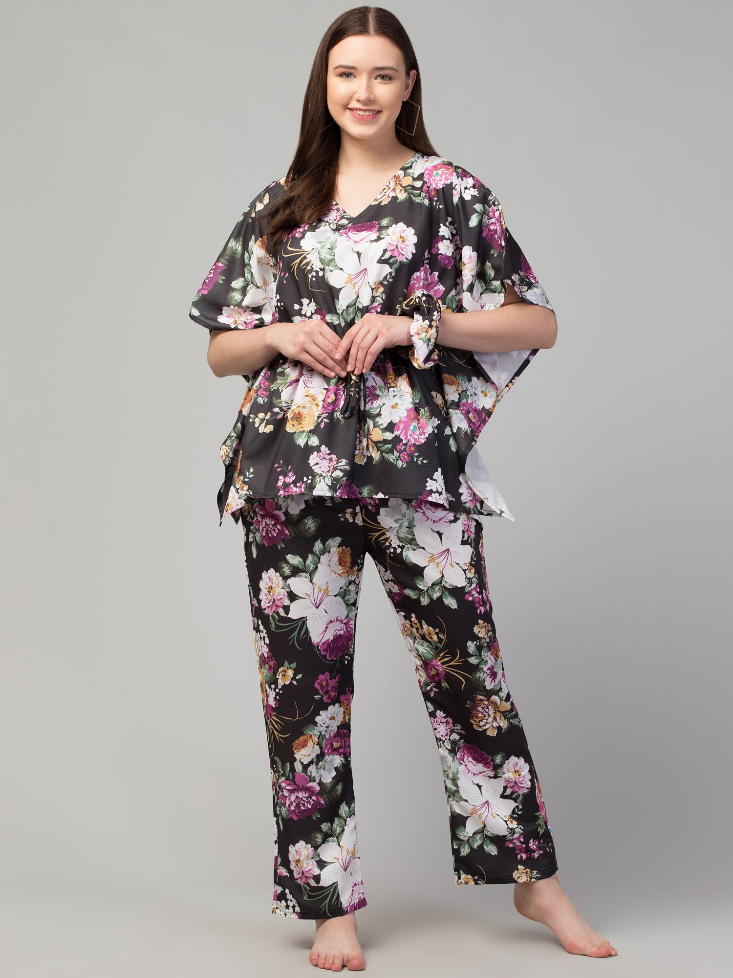 Midnight Blossom Kaftan Set